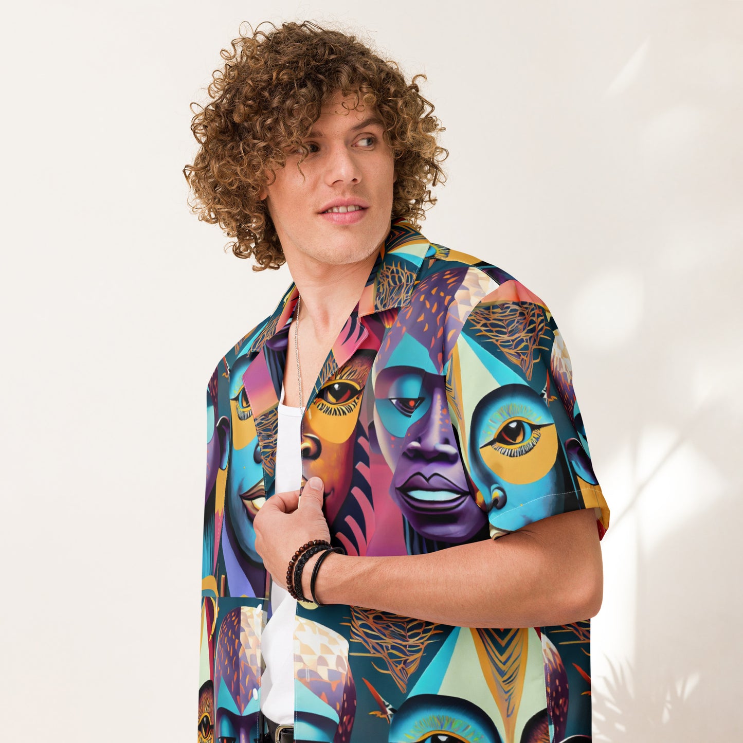 Unisex button shirt Kukloso Cubist Faces No 2 - Free Shipping
