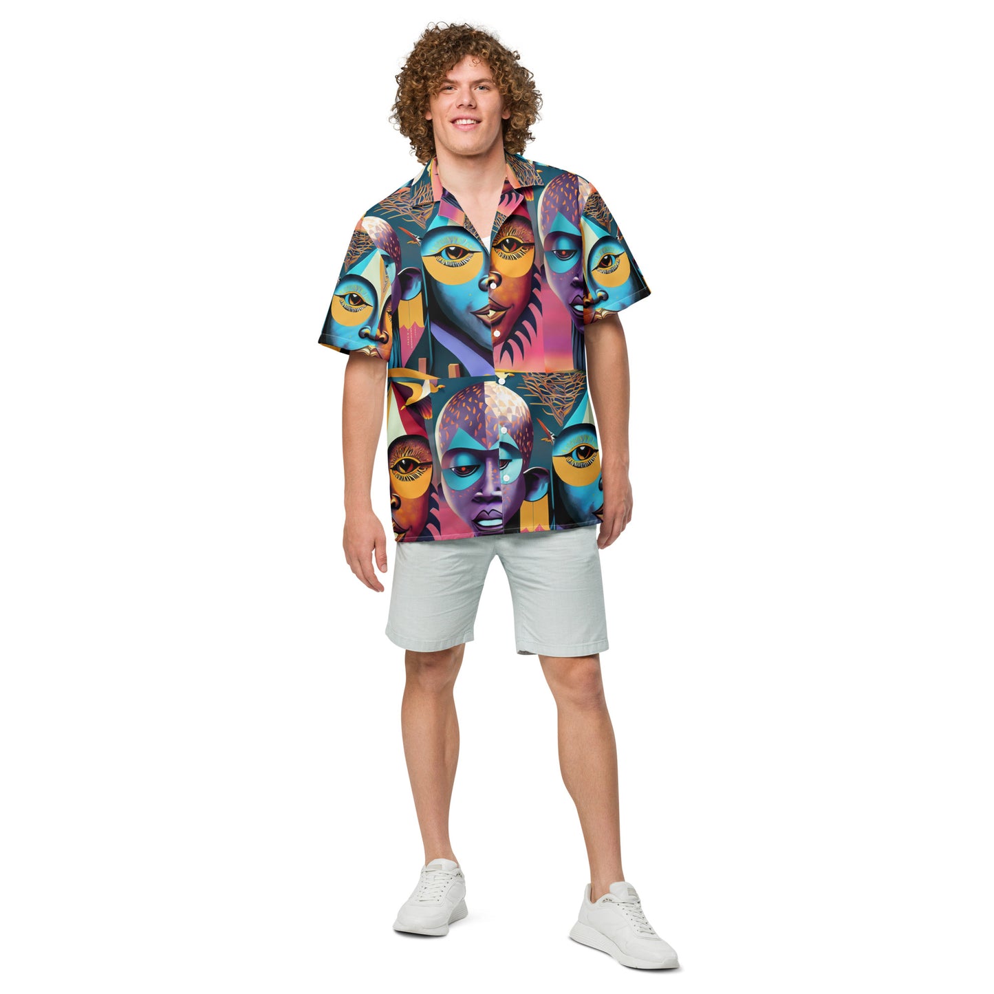 Unisex button shirt Kukloso Cubist Faces No 2 - Free Shipping