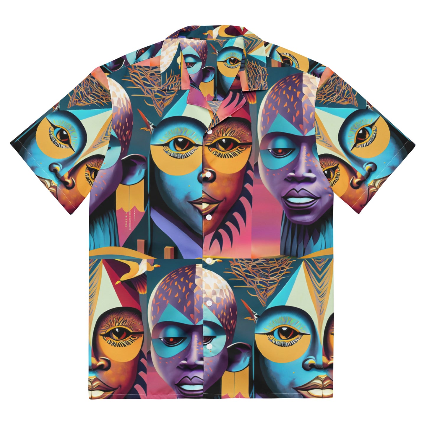 Unisex button shirt Kukloso Cubist Faces No 2 - Free Shipping