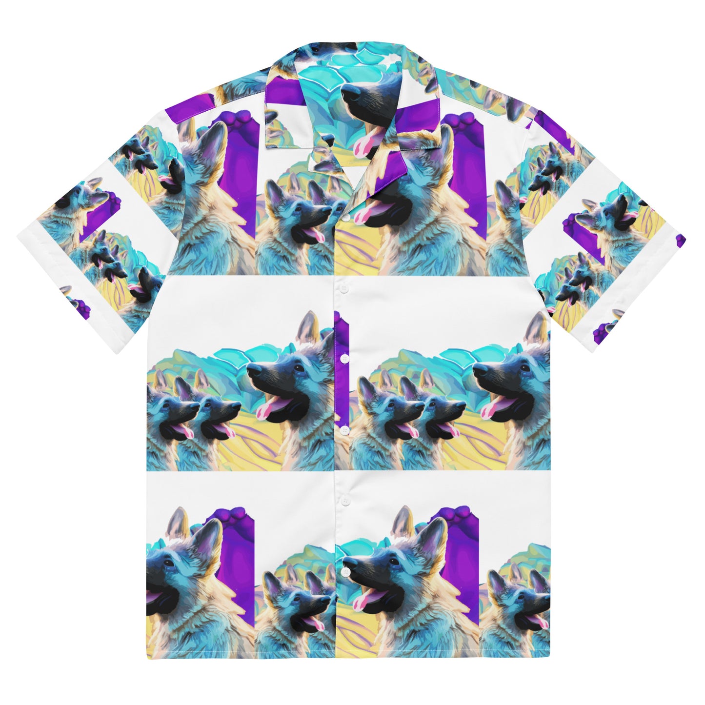 Unisex button shirt Kukloso Three White German Sheperds - Free Shipping