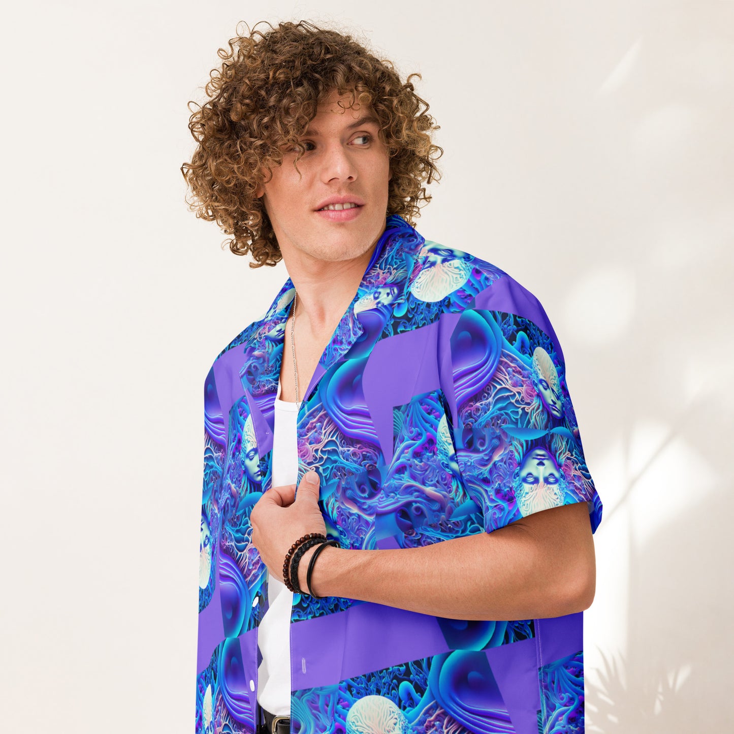 Unisex button shirt Kukloso Space Faces 'Love Is Everywhere' - Free Shipping