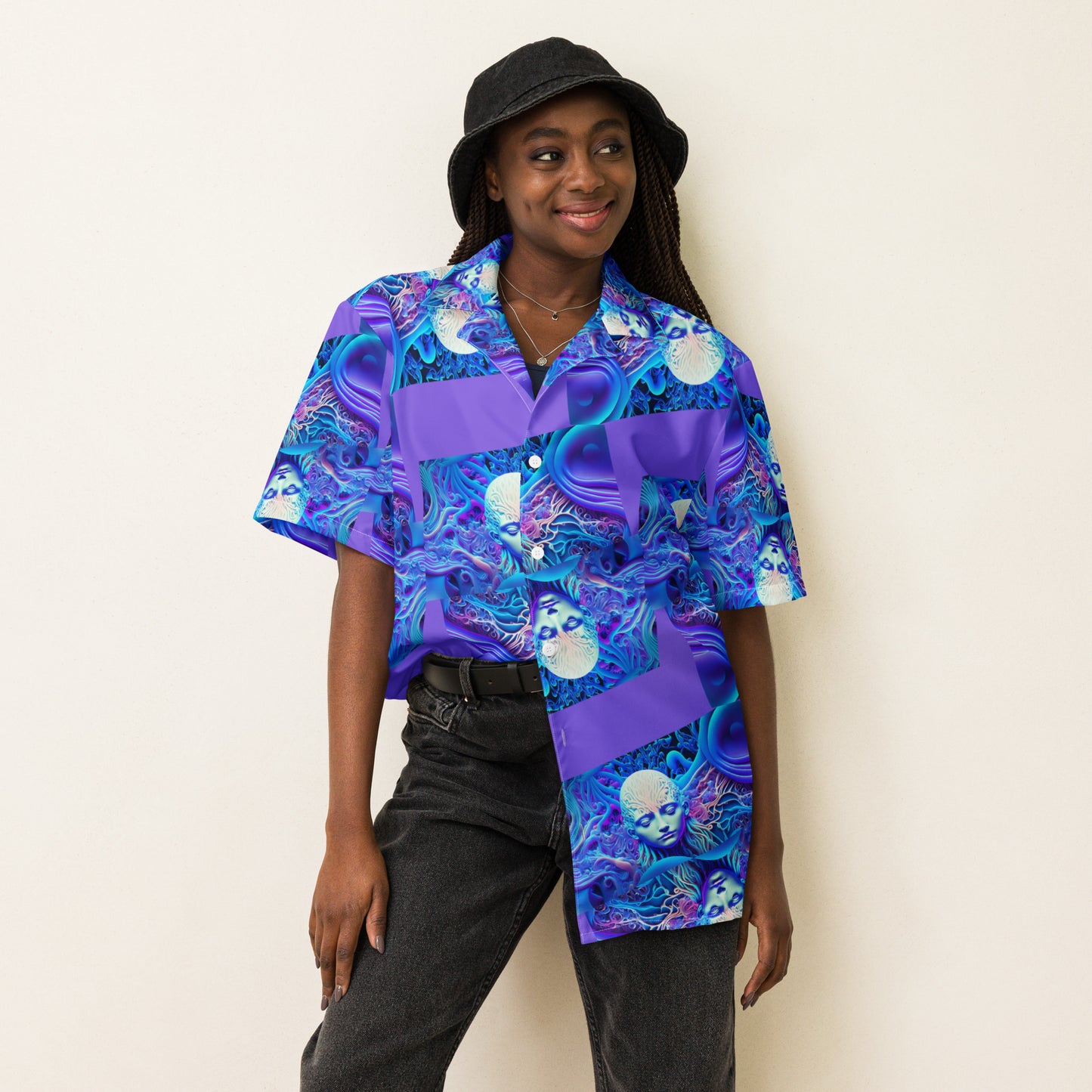 Unisex button shirt Kukloso Space Faces 'Love Is Everywhere' - Free Shipping