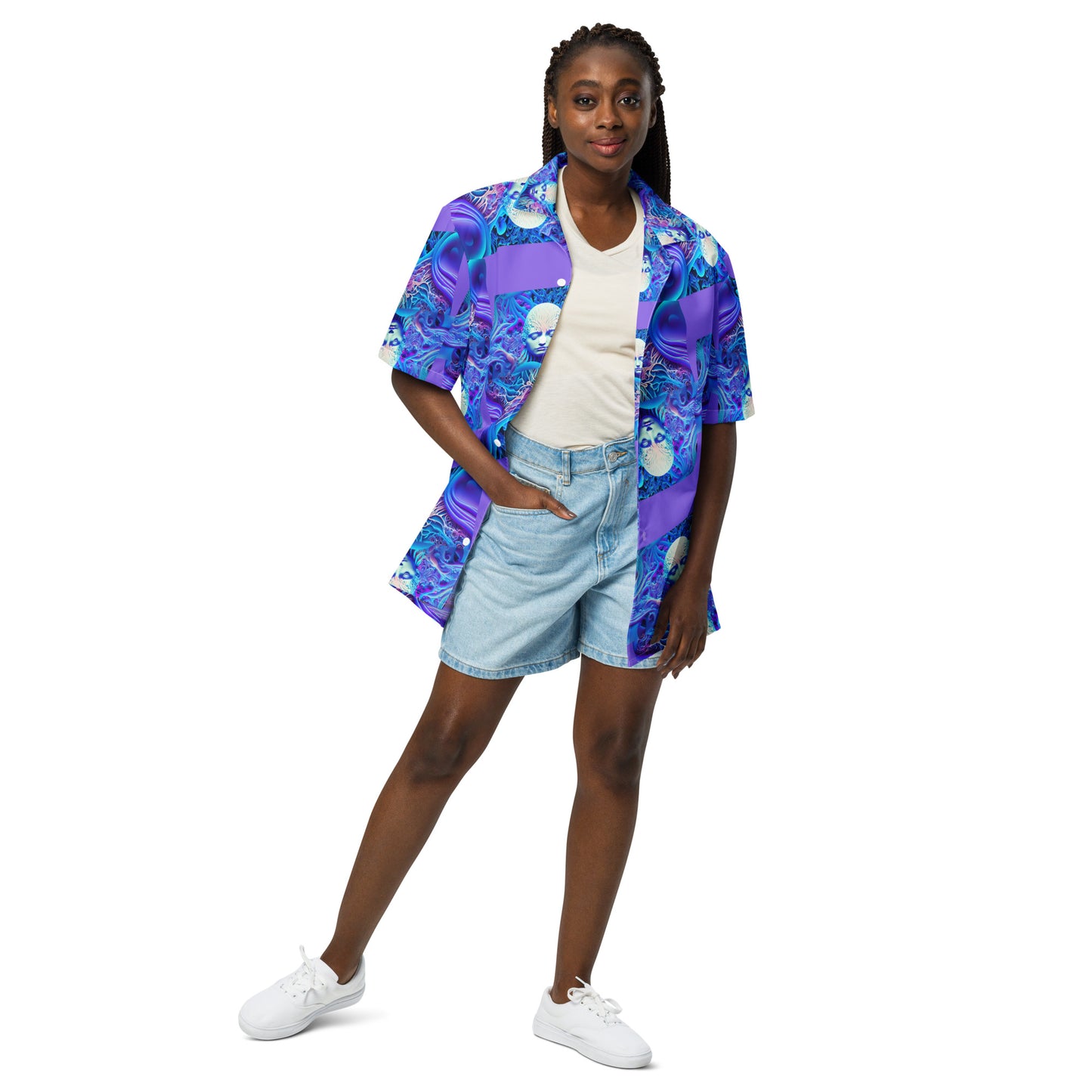 Unisex button shirt Kukloso Space Faces 'Love Is Everywhere' - Free Shipping