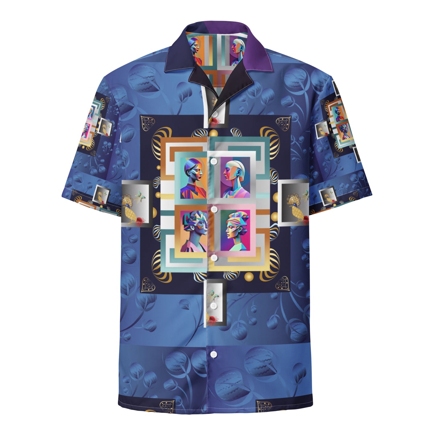 Unisex button shirt Kukloso Four Ladies Collage No 1 Large Pattern - Free Shipping