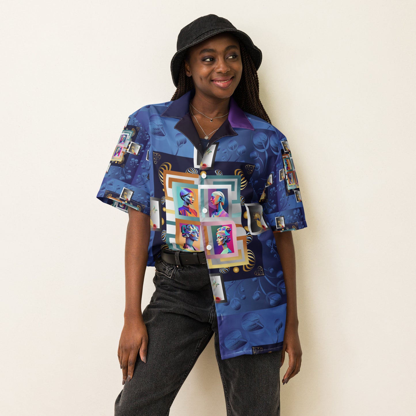 Unisex button shirt Kukloso Four Ladies Collage No 1 Large Pattern - Free Shipping
