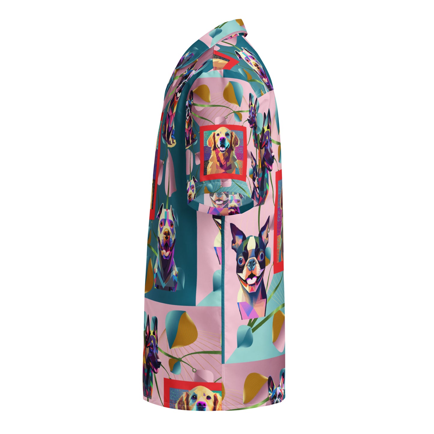 Unisex button shirt Kukloso Melange de fleur Collage w/Dogs No 50 - Free Shipping