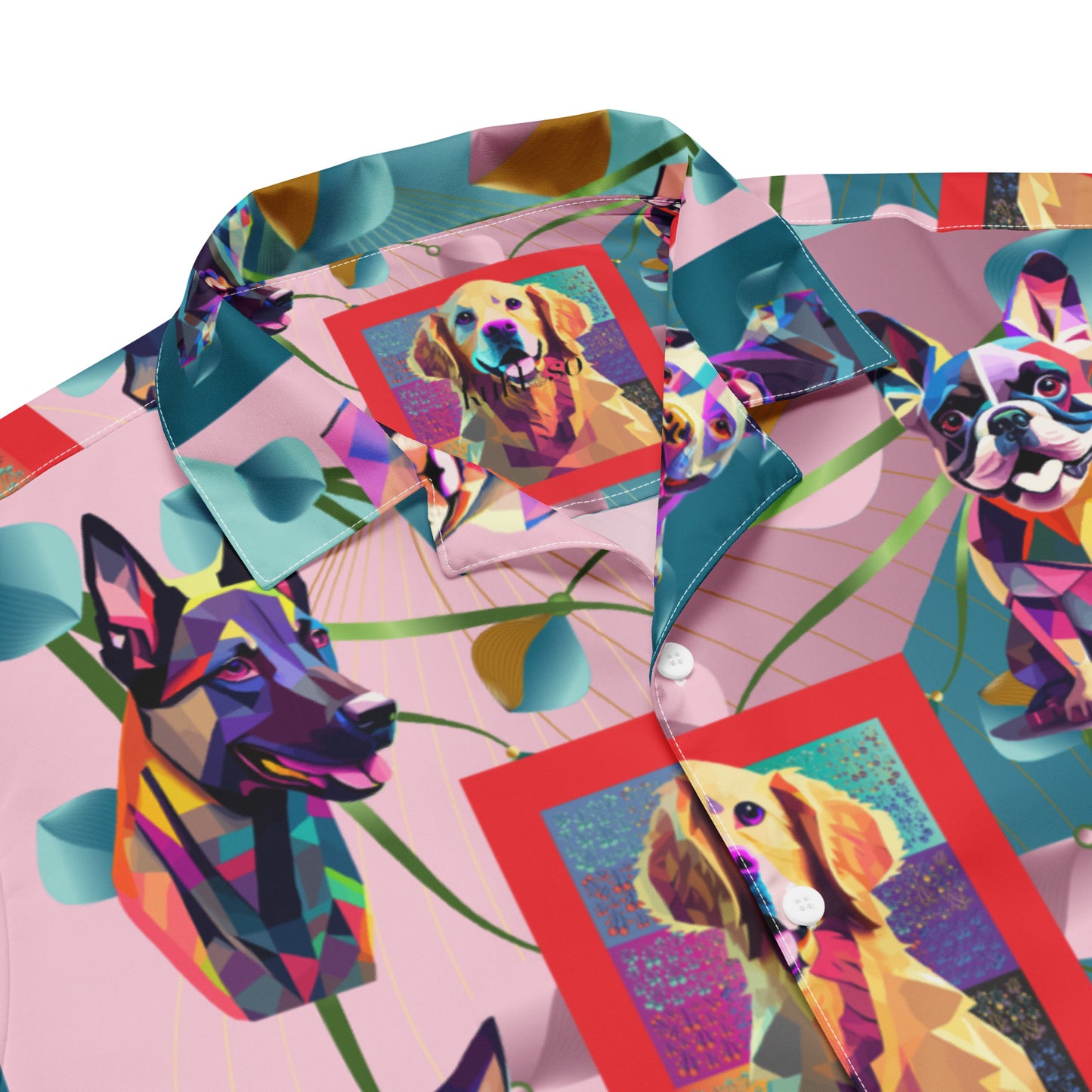 Unisex button shirt Kukloso Melange de fleur Collage w/Dogs No 50 - Free Shipping