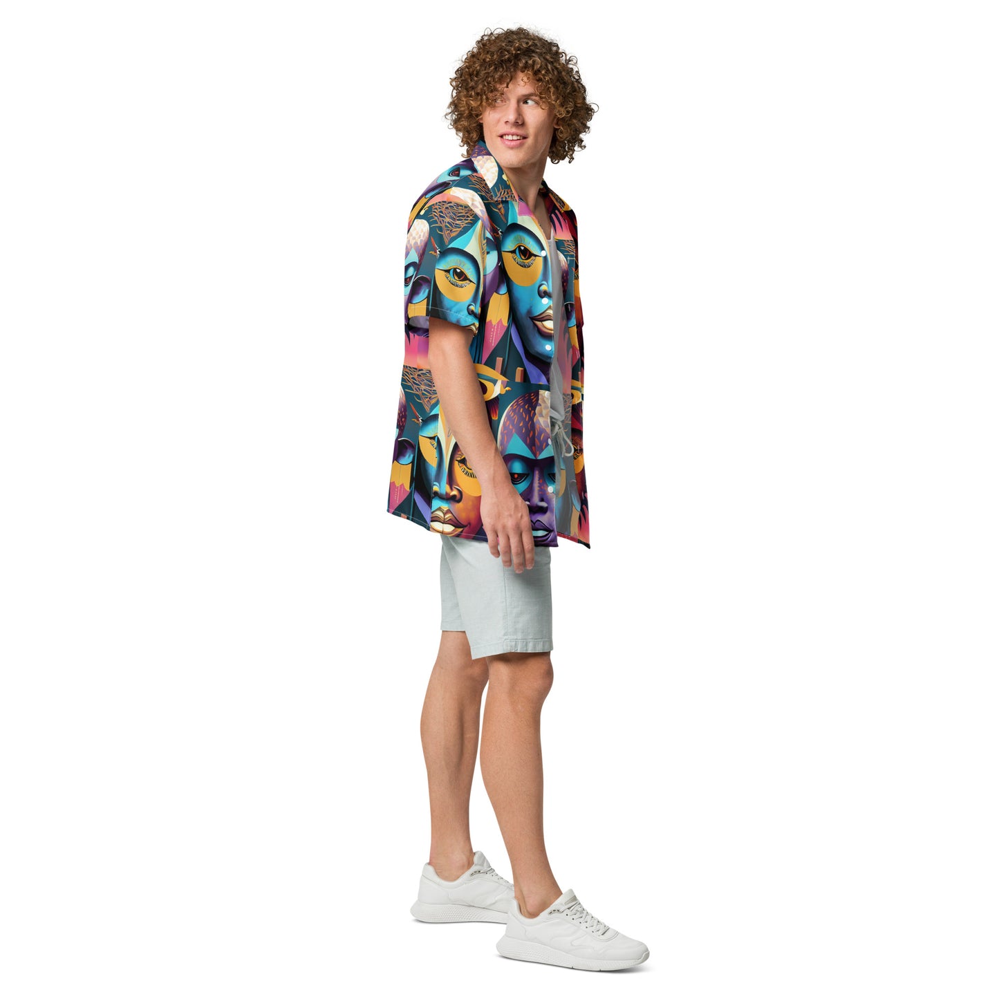 Unisex button shirt Kukloso Cubist Faces No 2 - Free Shipping