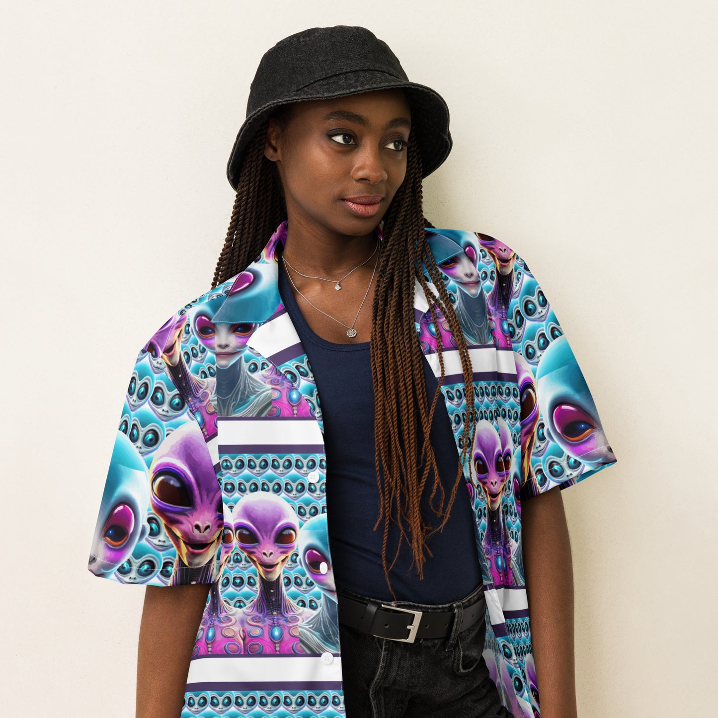 Unisex button shirt Kukloso Space Faces No 6 - Free Shipping