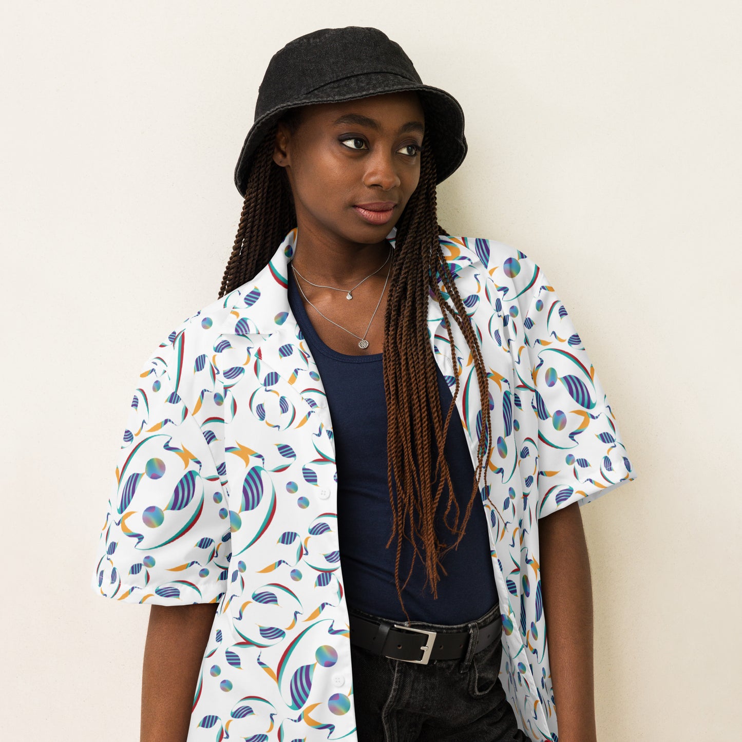 Unisex button shirt Kukloso Whimsical No 80 D - Free Shipping