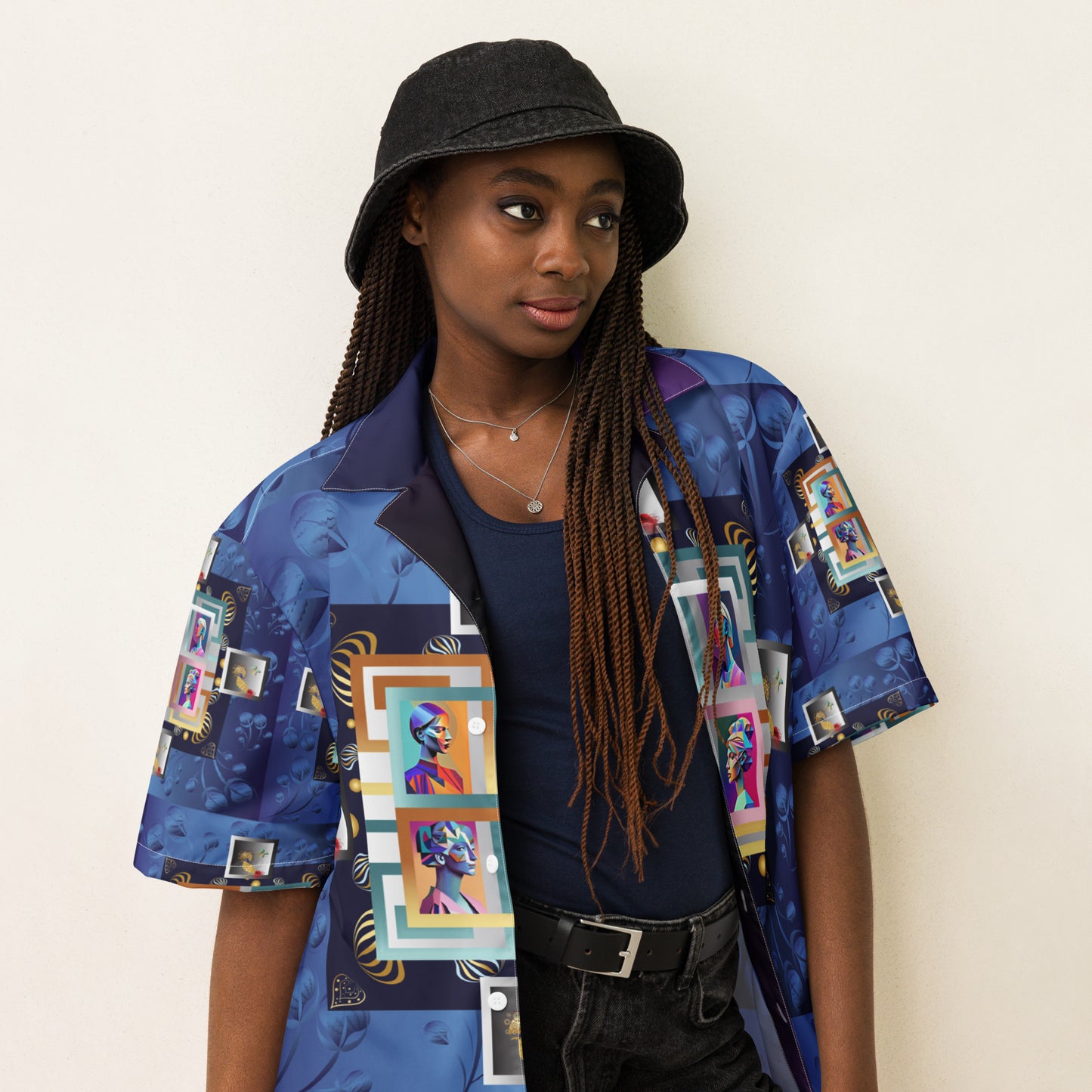 Unisex button shirt Kukloso Four Ladies Collage No 1 Large Pattern - Free Shipping