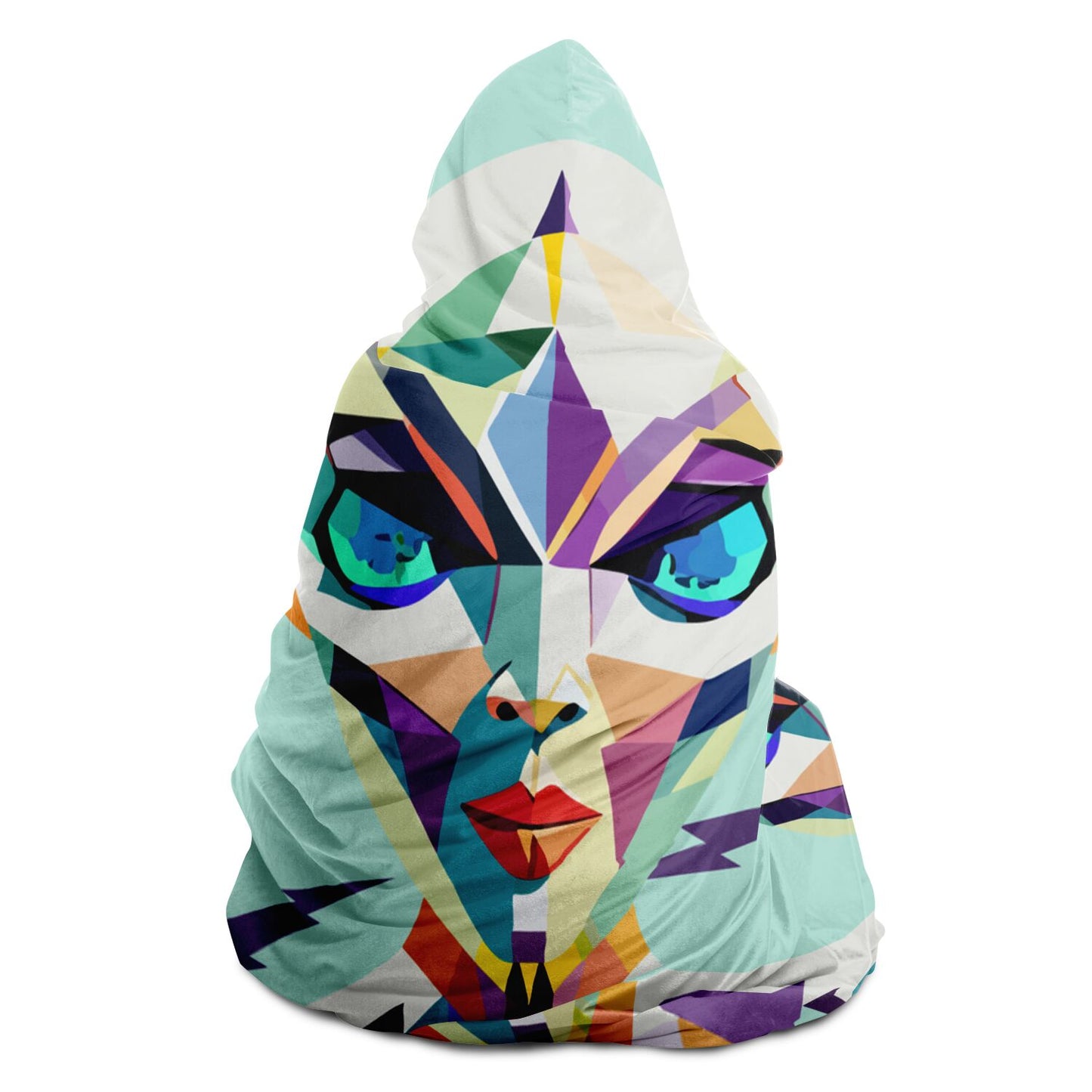 Hooded Blanket - AOP Kukloso Cubist Space Girls No 1 - Free Shipping