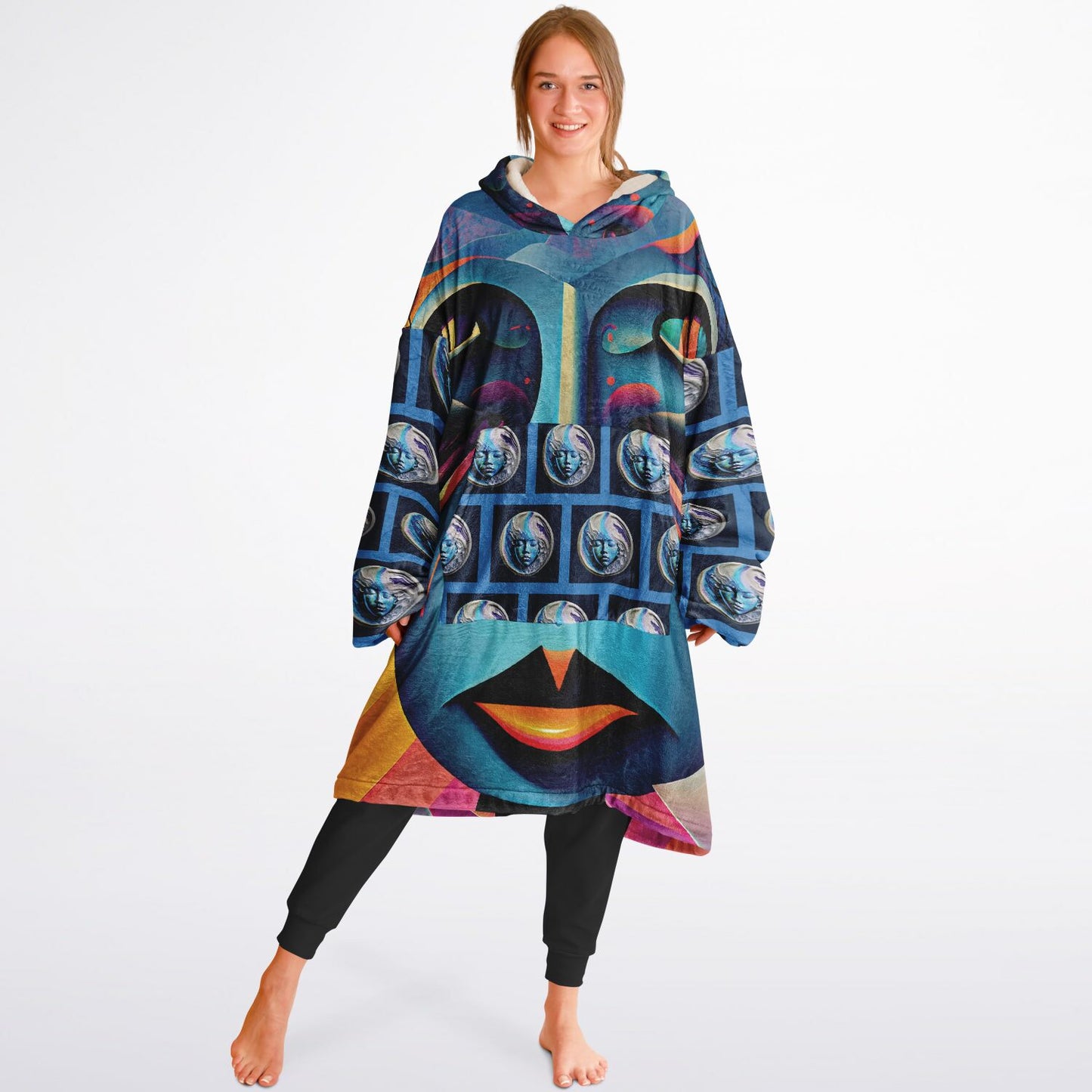 Snug Hoodie Economy - AOP Kukloso Cubist Faces No 10 - Free Shipping