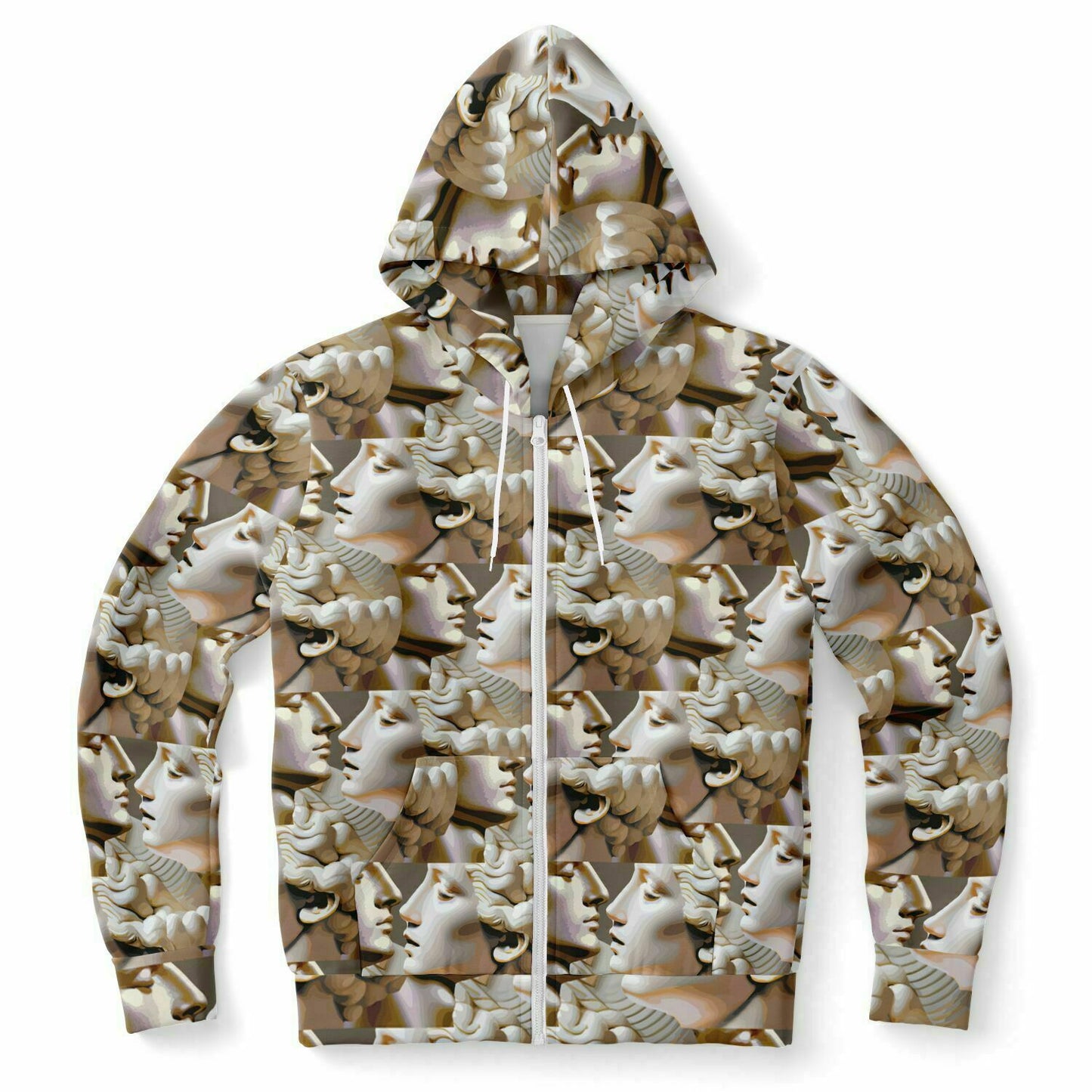 Fashion Zip-Up Hoodie - AOP Kukloso Roman Faces No 1 Large Pattern - Free Shipping