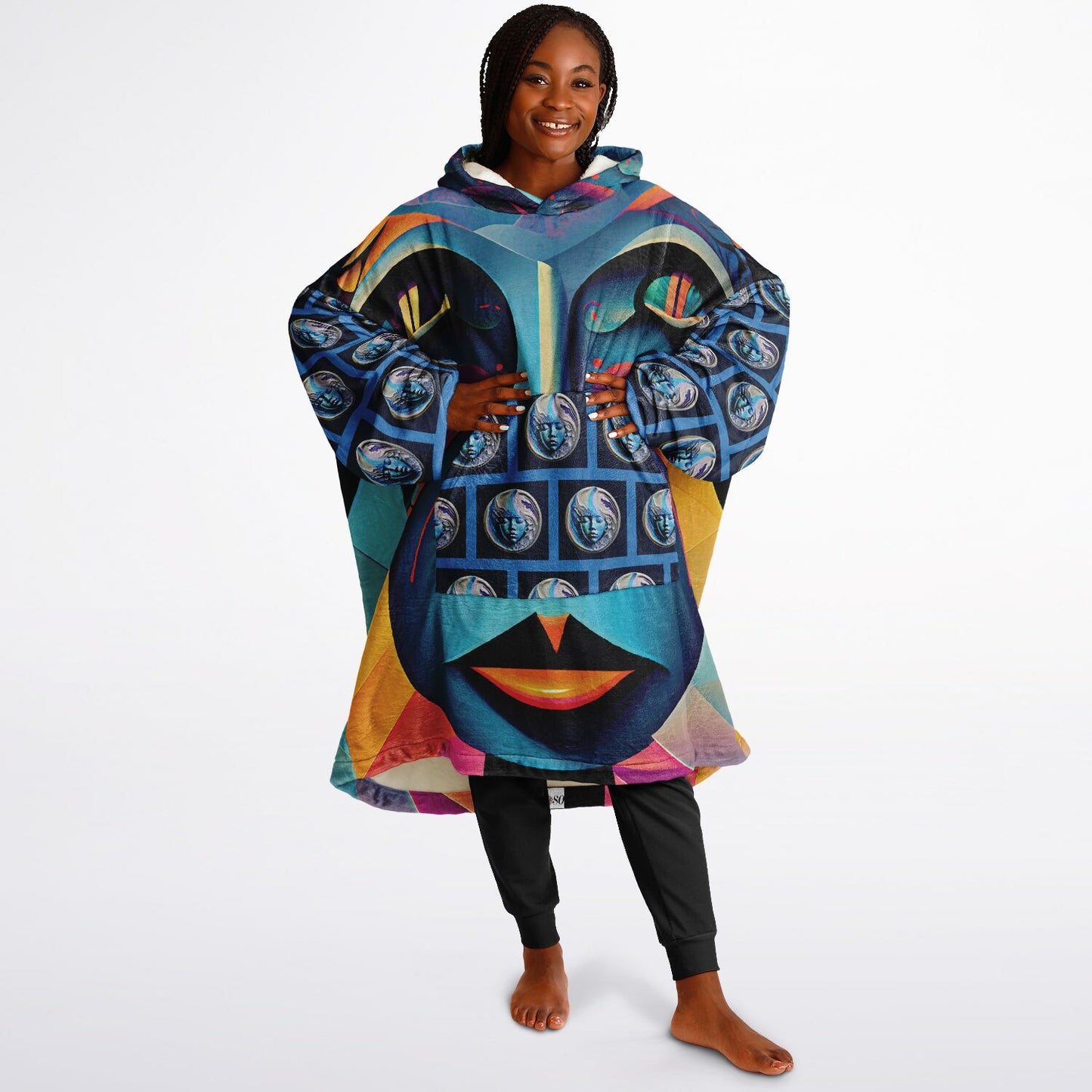 Snug Hoodie Economy - AOP Kukloso Cubist Faces No 10 - Free Shipping