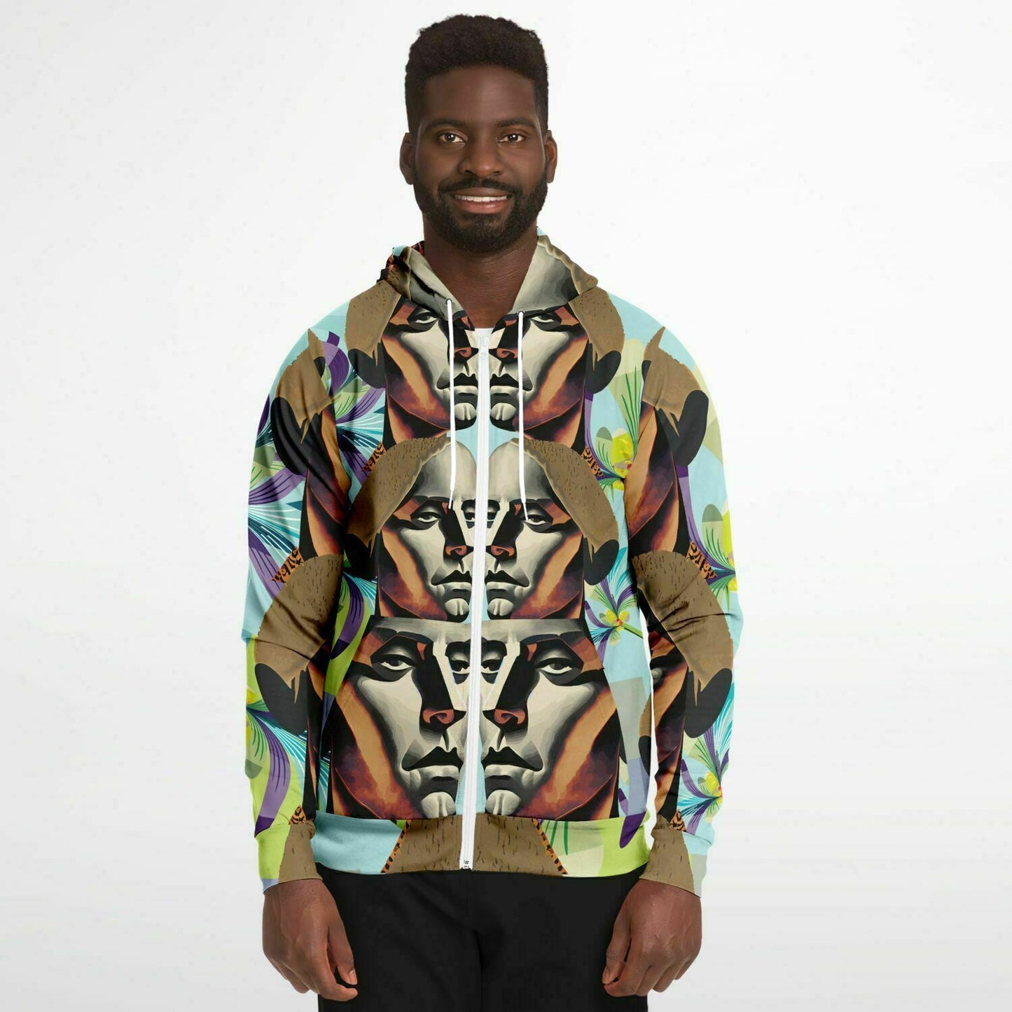 Fashion Zip-Up Hoodie - AOP Kukloso Cubist Faces No 49 - Free Shipping