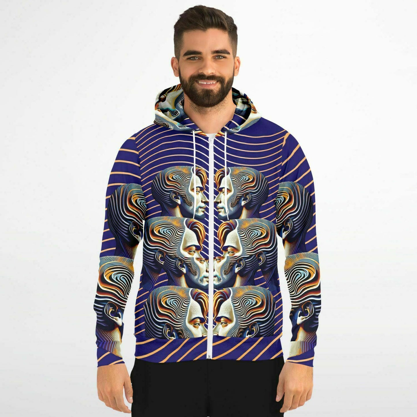 Fashion Zip-Up Hoodie - AOP Kukloso Cubist Faces No 43 B - Free Shipping