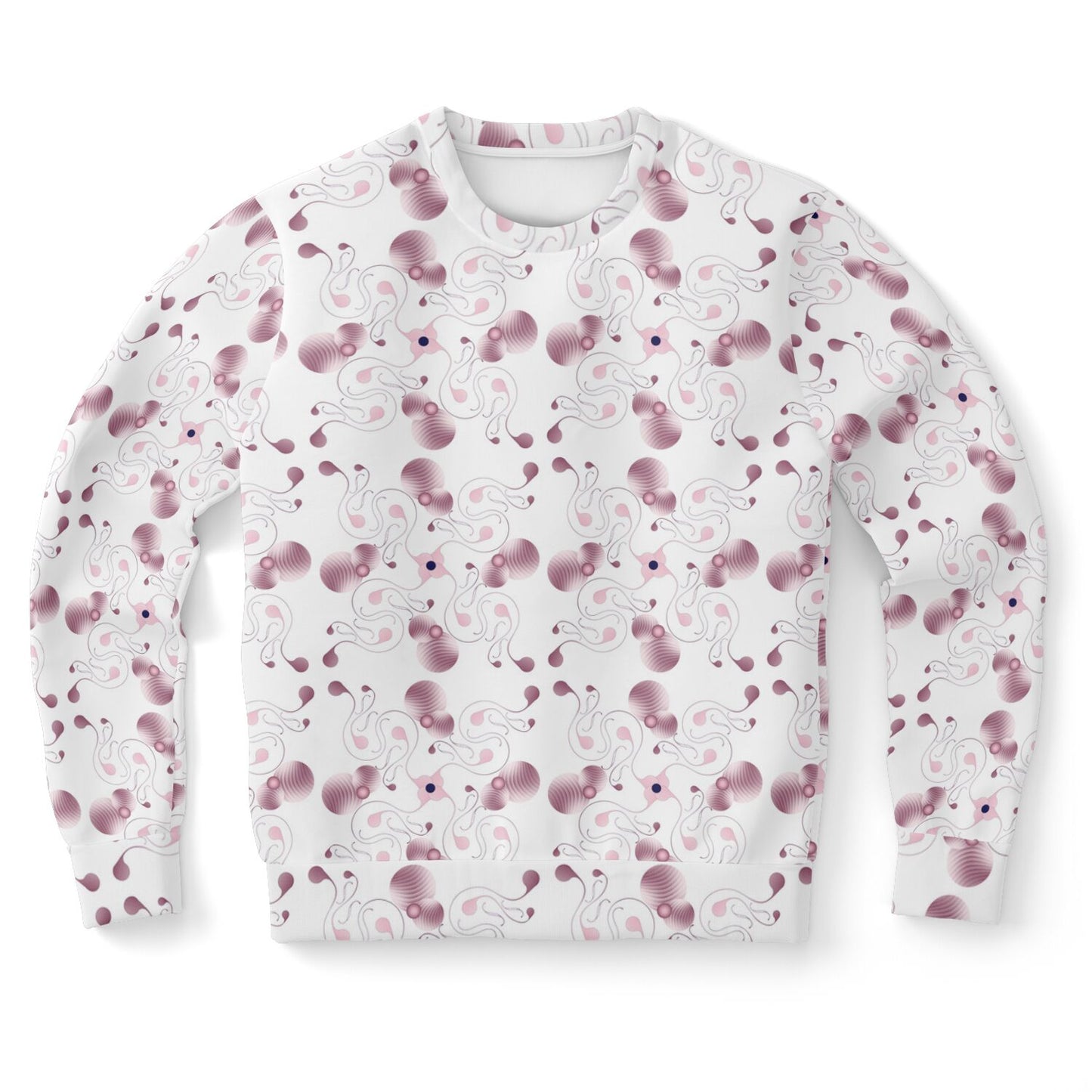 Athletic Sweatshirt - AOP Kukloso Abstractical No 57 Pink Shapes on White - Free Shipping