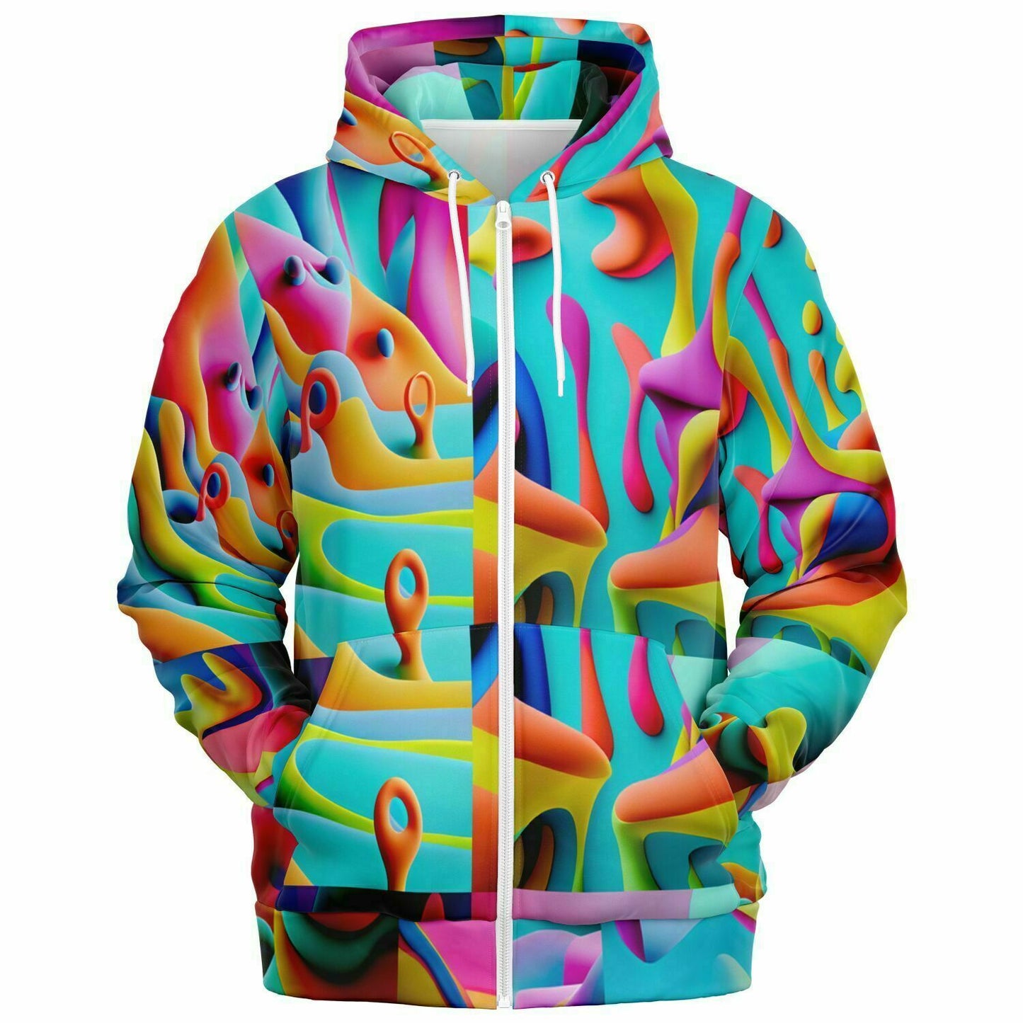Fashion Zip-Up Hoodie - AOP Kukloso Got Color Multicolored Large Pattern - Free Shipping