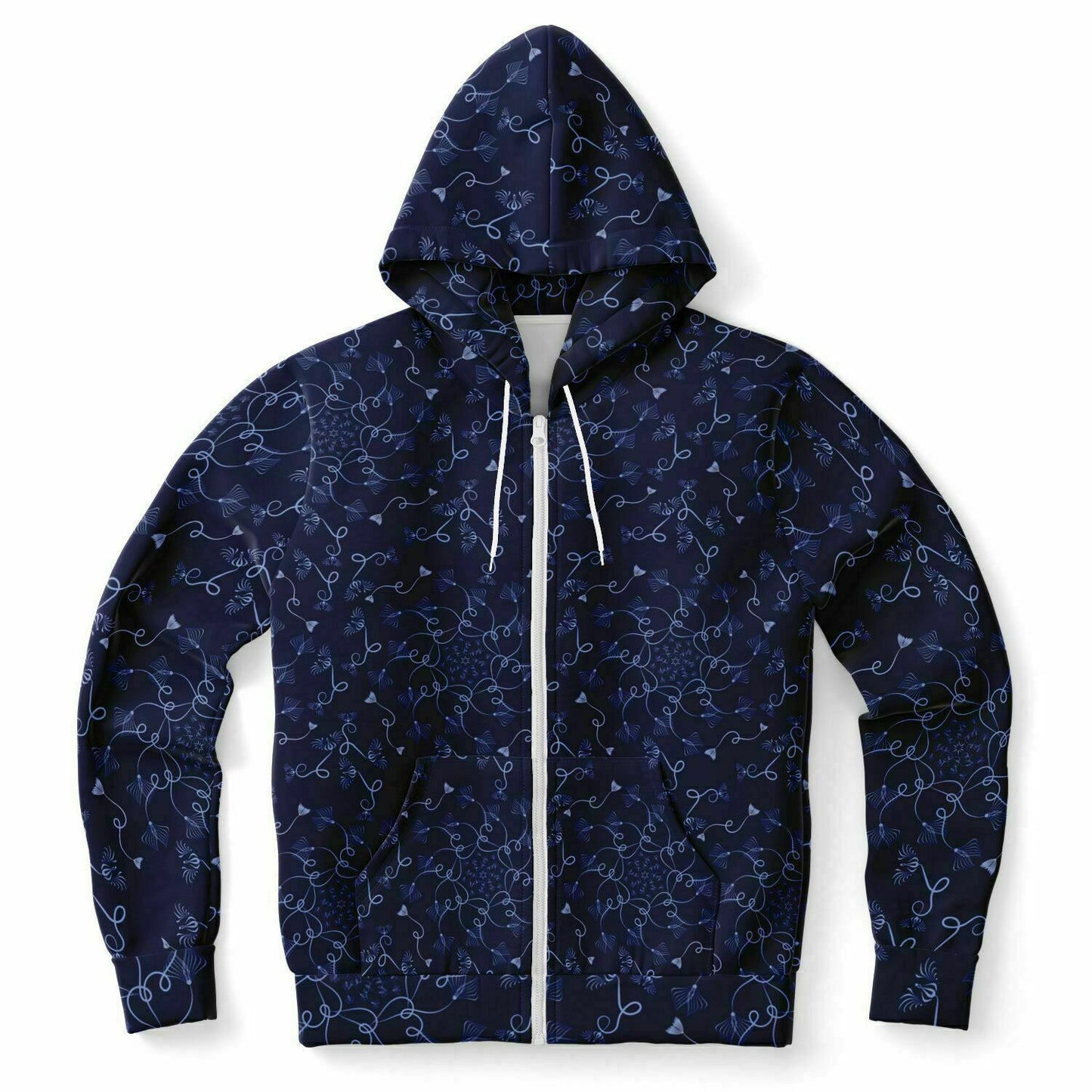 Fashion Zip-Up Hoodie - AOP Kukloso Abstractical No 19 Periwinkle on Navy - Free Shipping
