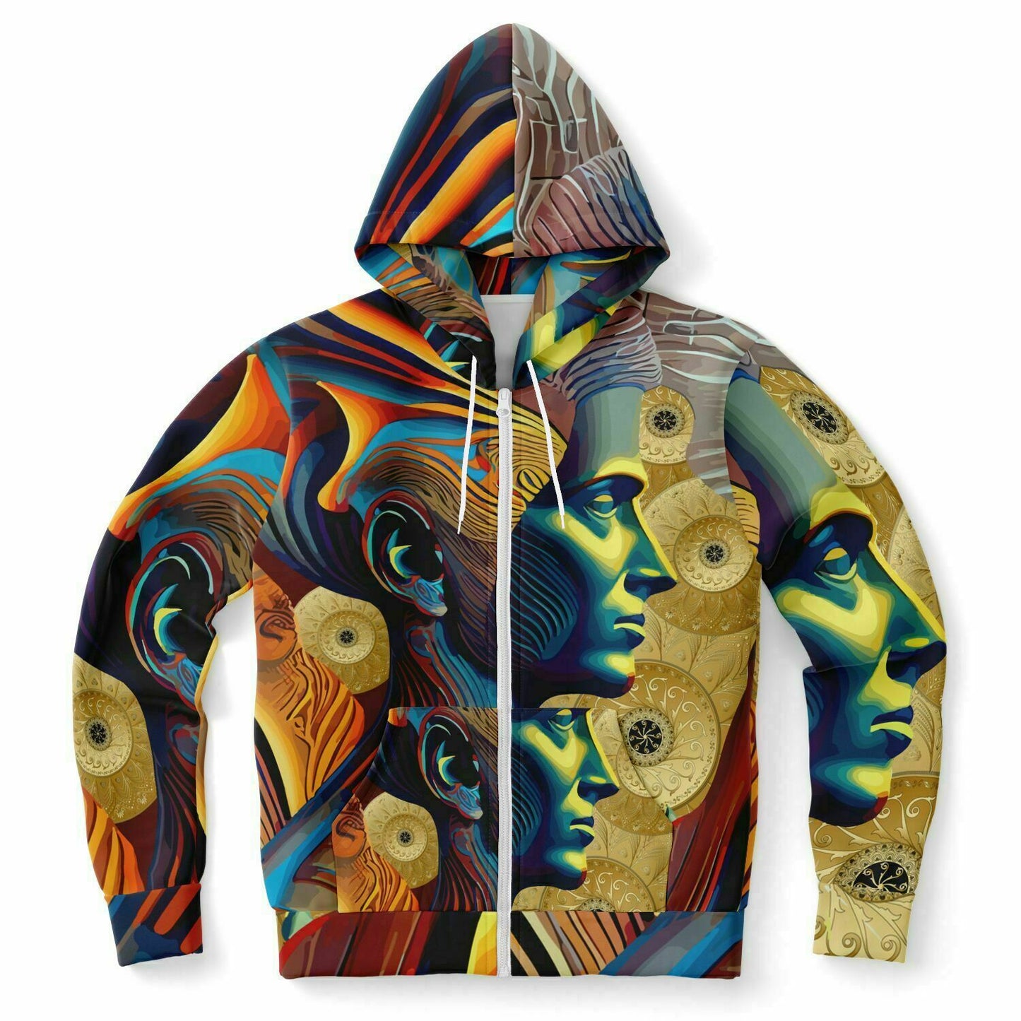 Fashion Zip-Up Hoodie - AOP Kukloso Cubist Faces No 18 - Free Shipping