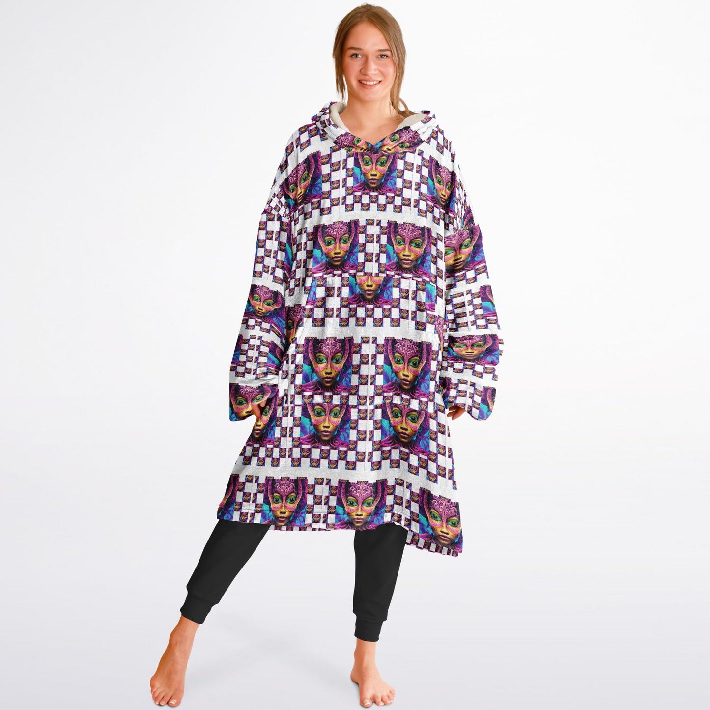 Snug Hoodie Economy - AOP Kukloso Space Faces No 21 A - Free Shipping