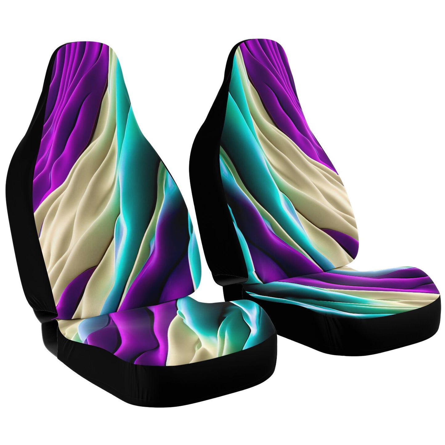 Car Seat Cover - AOP Kukloso Color Flows series No 9 Aqua, Purple & Beige colors- Free Shipping