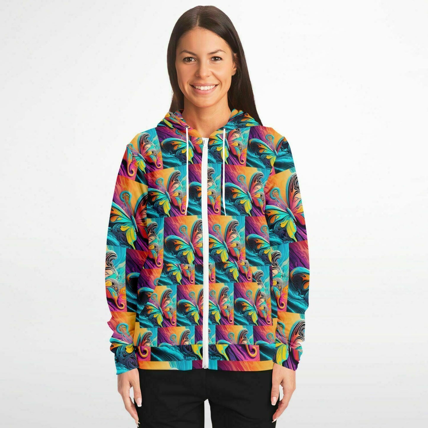 Fashion Zip-Up Hoodie - AOP Kukloso Got Color Series Butterfly - Free Shipping