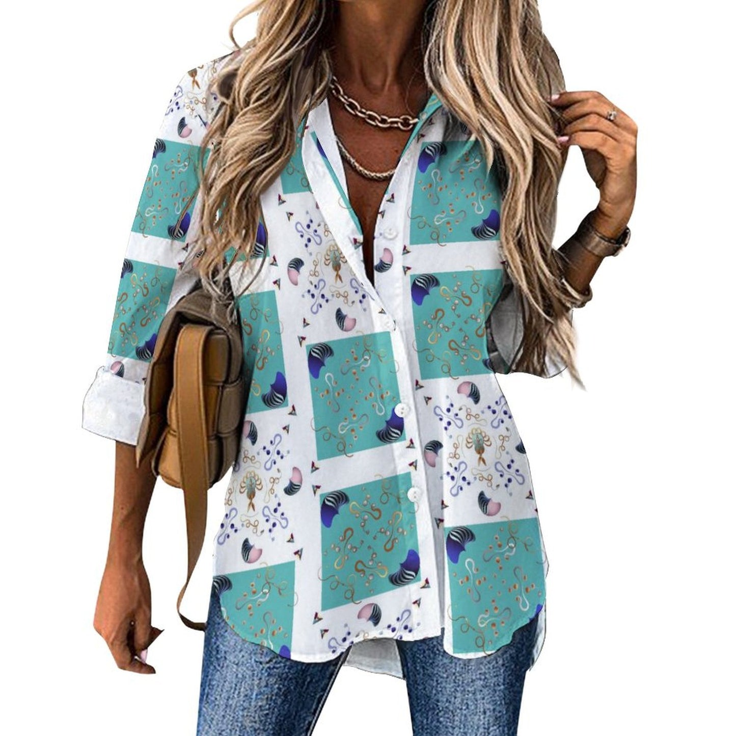 Long Sleeve Shirt Blouse Kukloso Abstract No 1839
