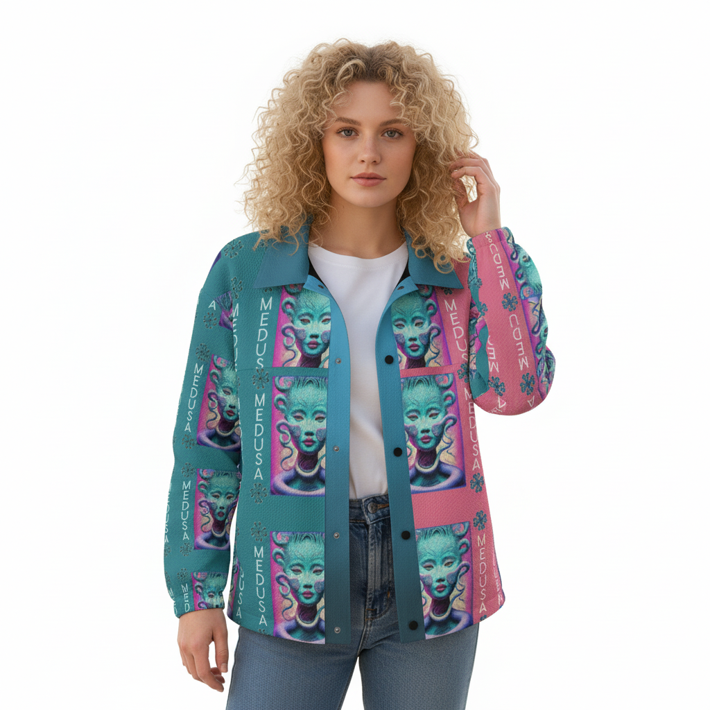 AOP Unisex Casual Lapel Jacket Kukloso Patchwork Collage No 125