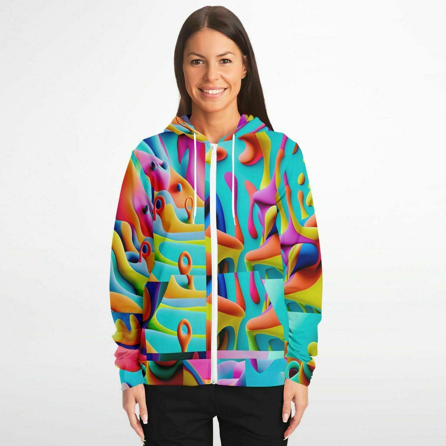 Fashion Zip-Up Hoodie - AOP Kukloso Got Color Multicolored Large Pattern - Free Shipping