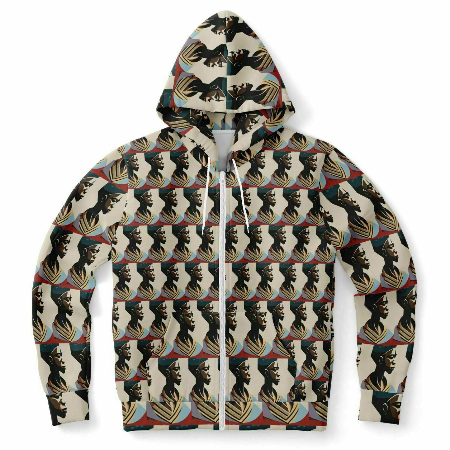 Fashion Zip-Up Hoodie - AOP Kukloso Cubist Faces No 20 - Free Shipping