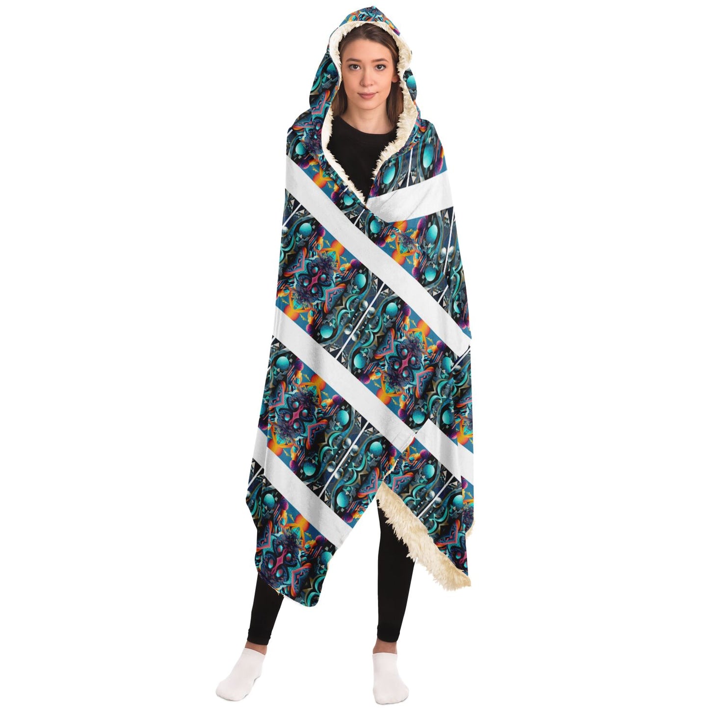 Hooded Blanket - AOP Kukloso Space Faces No 28 - Free Shipping