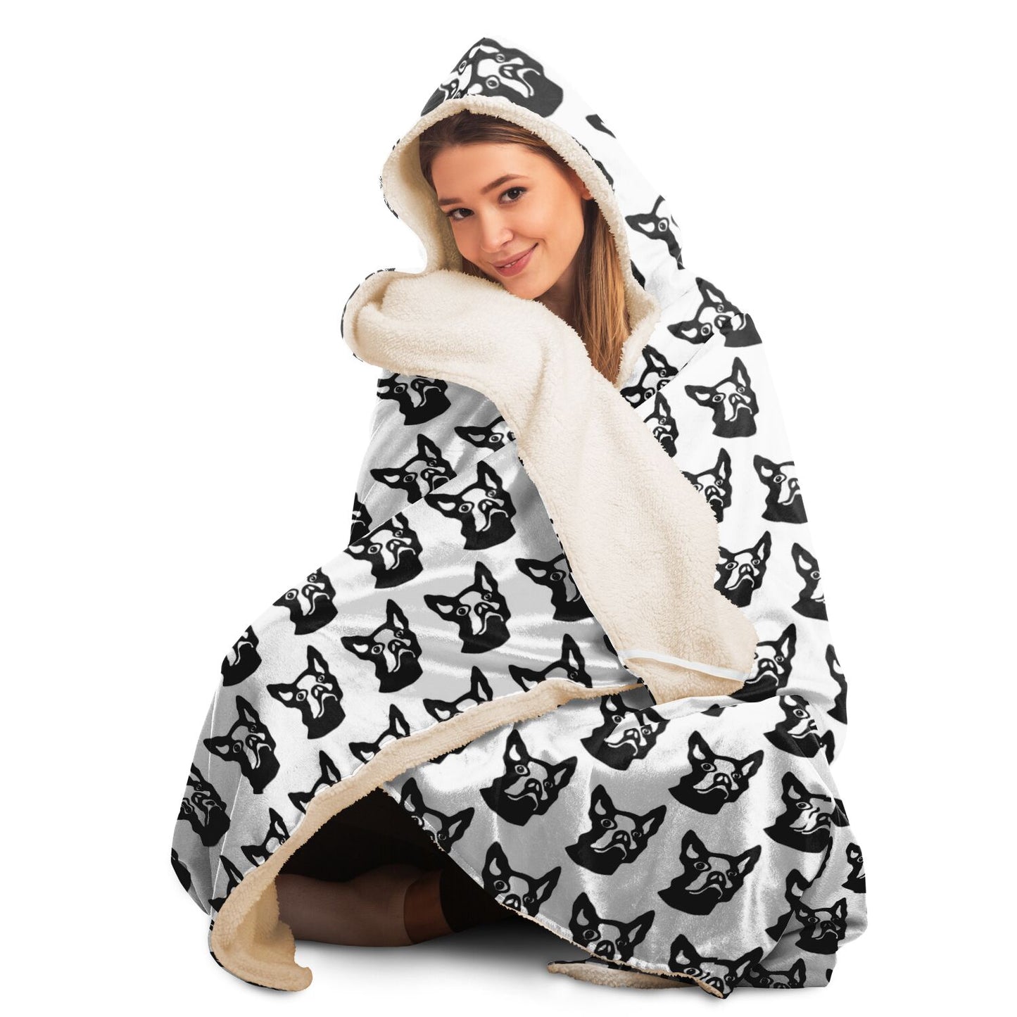 Hooded Blanket - AOP Kukloso Boston Terrier Dog 'American Gentleman' - Free Shipping