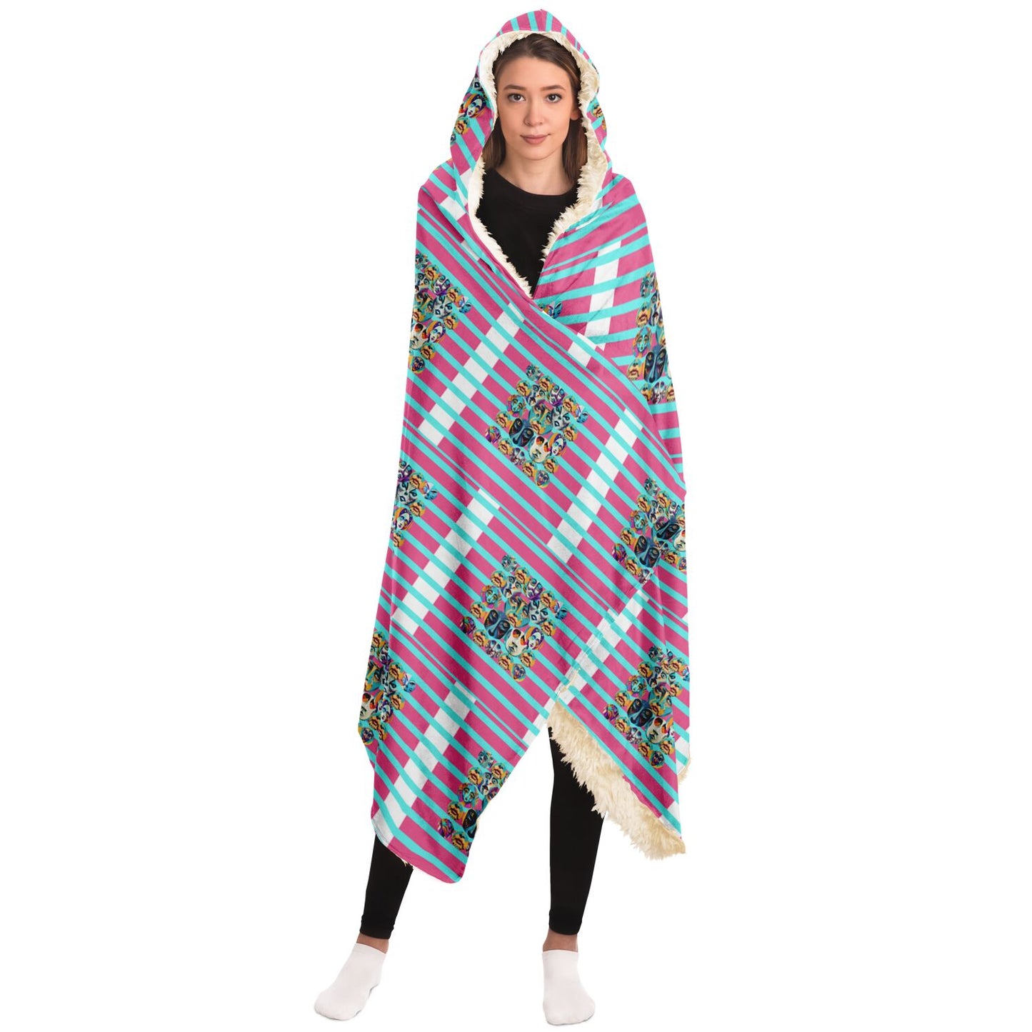Hooded Blanket - AOP Kukloso Cubist Faces No 35 - Free Shipping