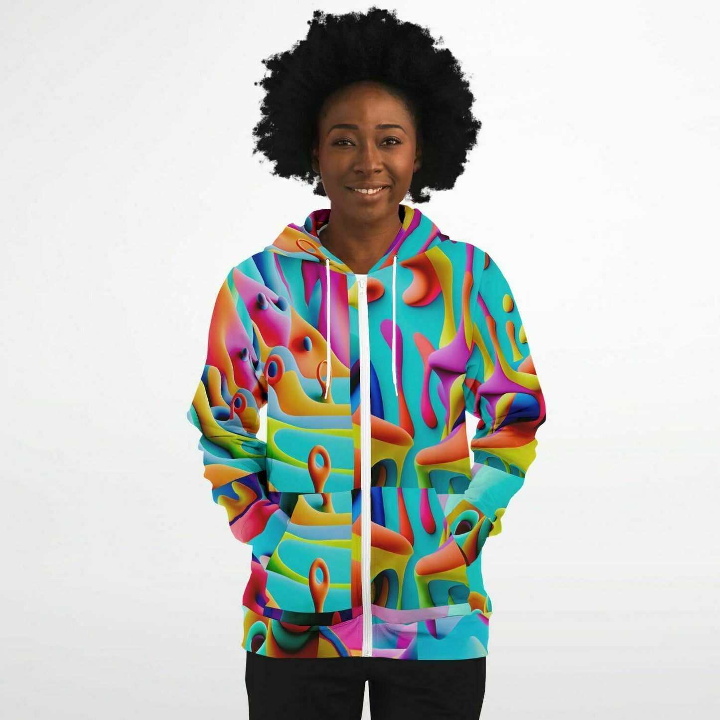 Fashion Zip-Up Hoodie - AOP Kukloso Got Color Multicolored Large Pattern - Free Shipping