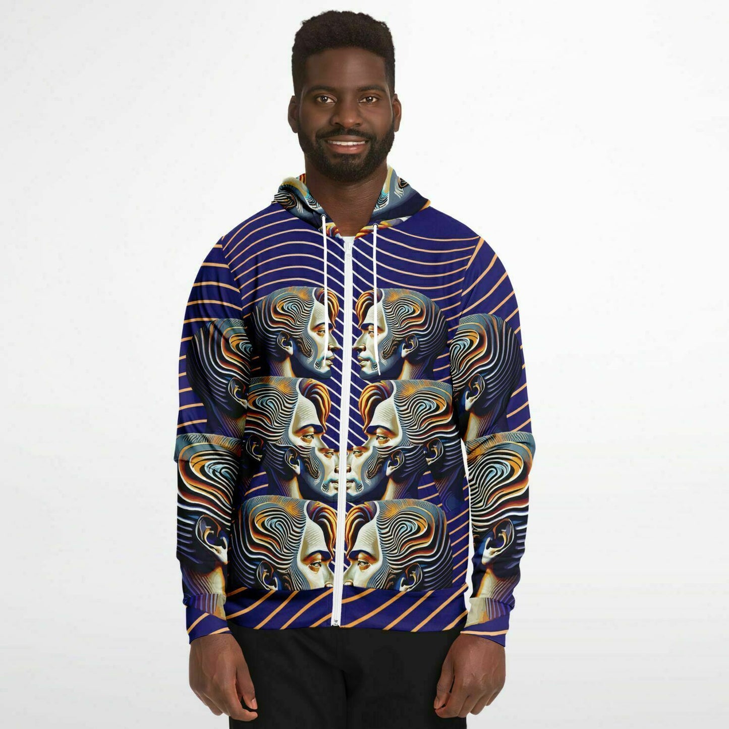 Fashion Zip-Up Hoodie - AOP Kukloso Cubist Faces No 43 B - Free Shipping
