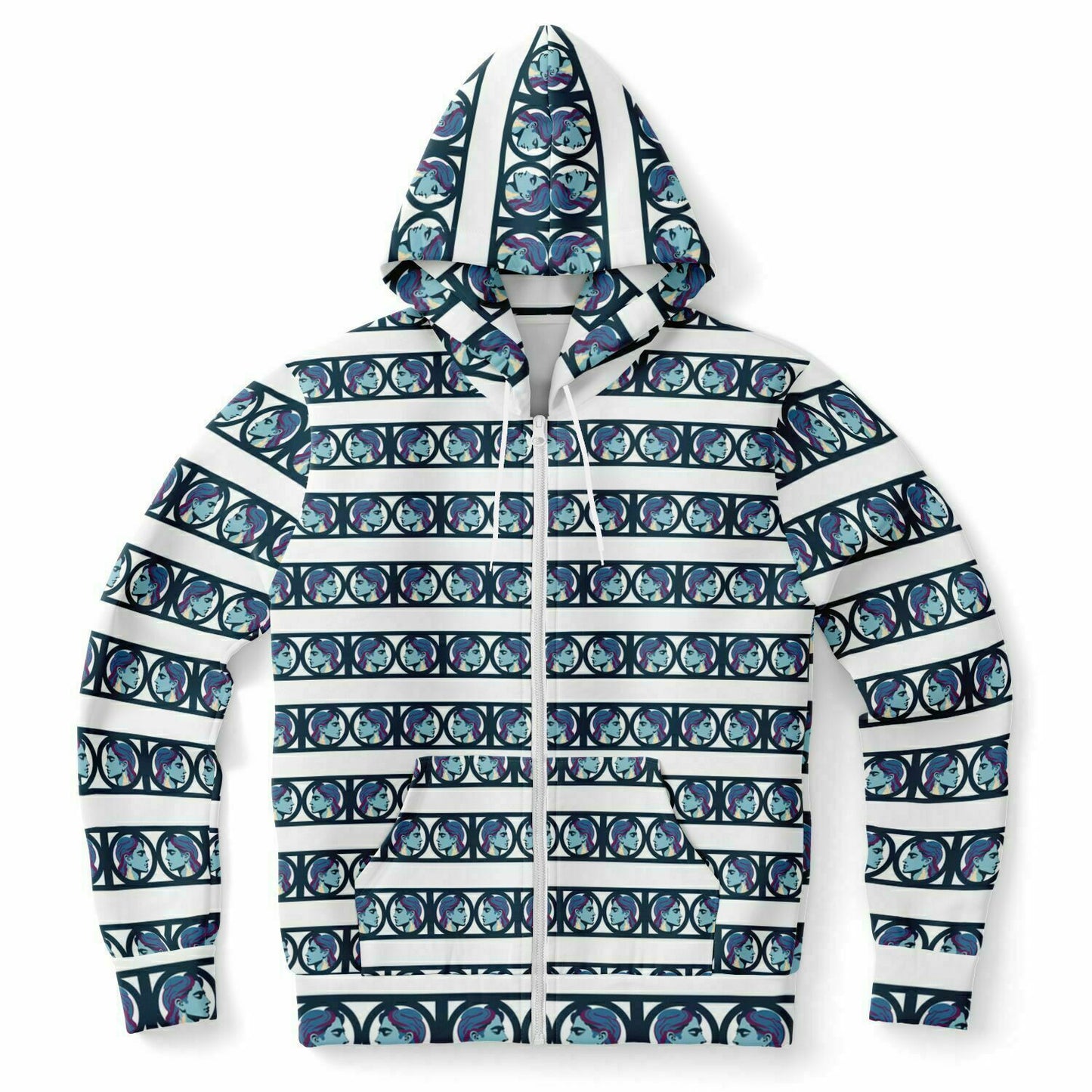 Fashion Zip-Up Hoodie - AOP Kukloso Roman Faces No 2 A - Free Shipping