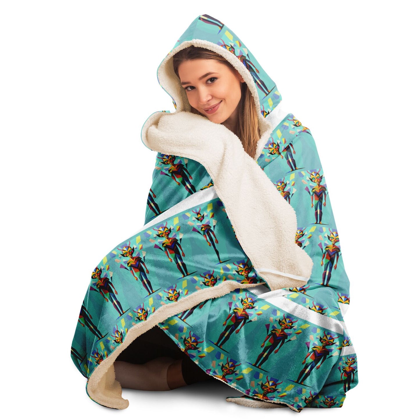 Hooded Blanket - AOP Kukloso Cubist Space Devil No 1 - Free Shipping