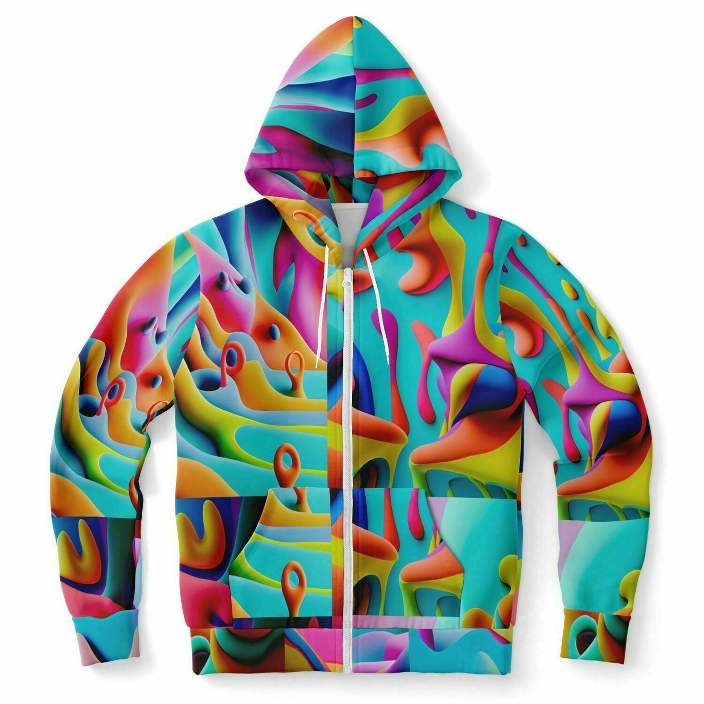 Fashion Zip-Up Hoodie - AOP Kukloso Got Color Multicolored Large Pattern - Free Shipping