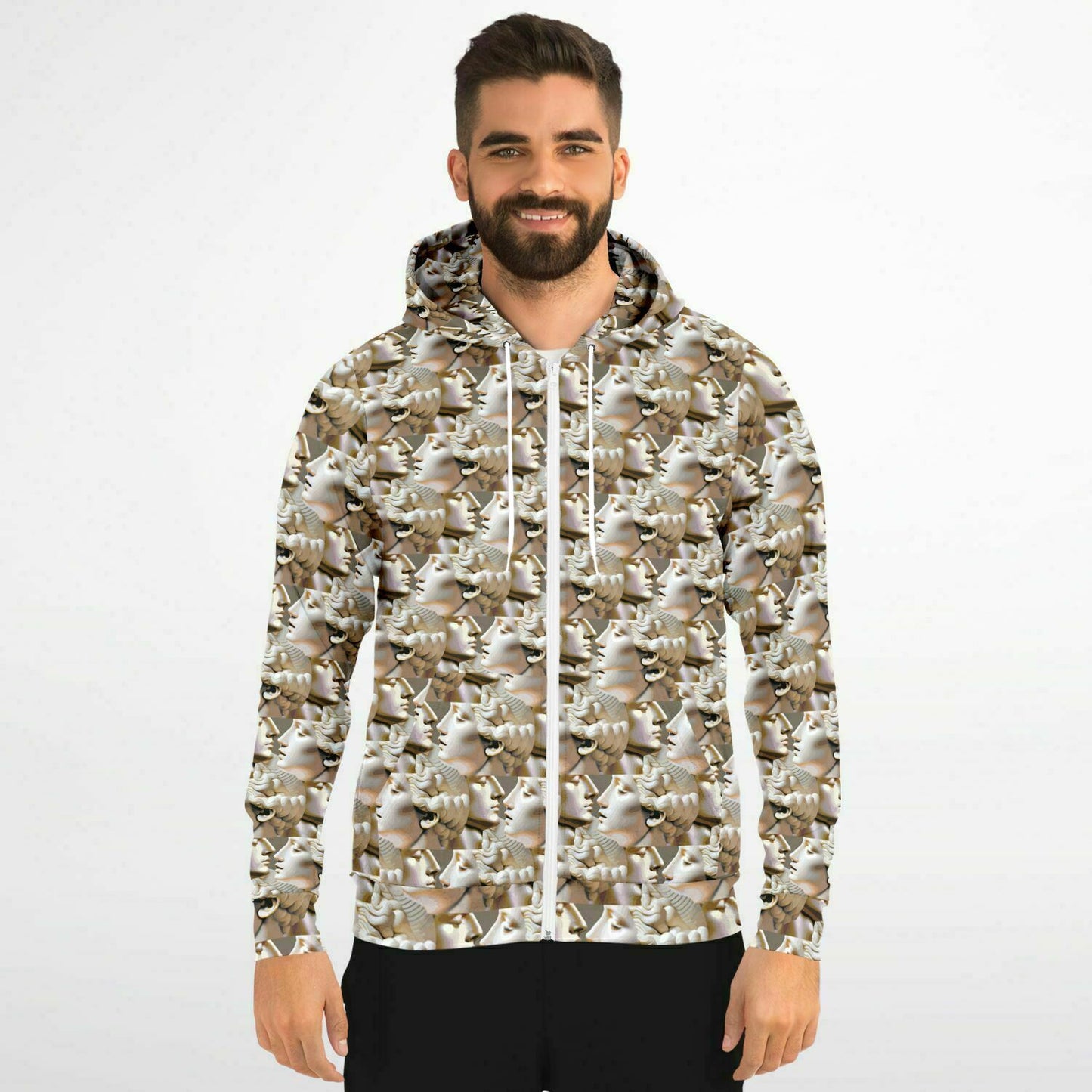 Fashion Zip-Up Hoodie - AOP Kukloso Roman Faces No 1 - Free Shipping