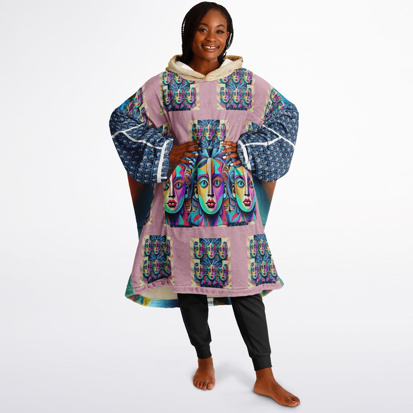 Snug Hoodie Economy - AOP Kukloso Cubist Faces No 9 - Free Shipping