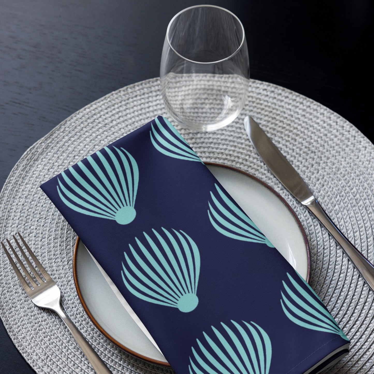 Cloth napkin set Kukloso Scallop Shell No 1 Aqua - Free Shipping
