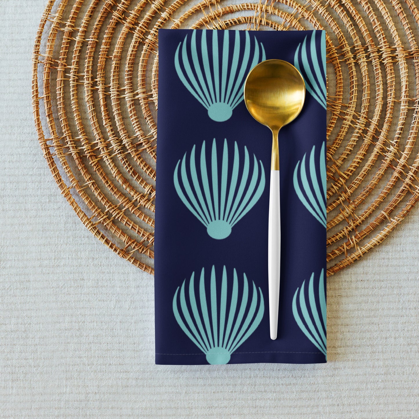 Cloth napkin set Kukloso Scallop Shell No 1 Aqua - Free Shipping