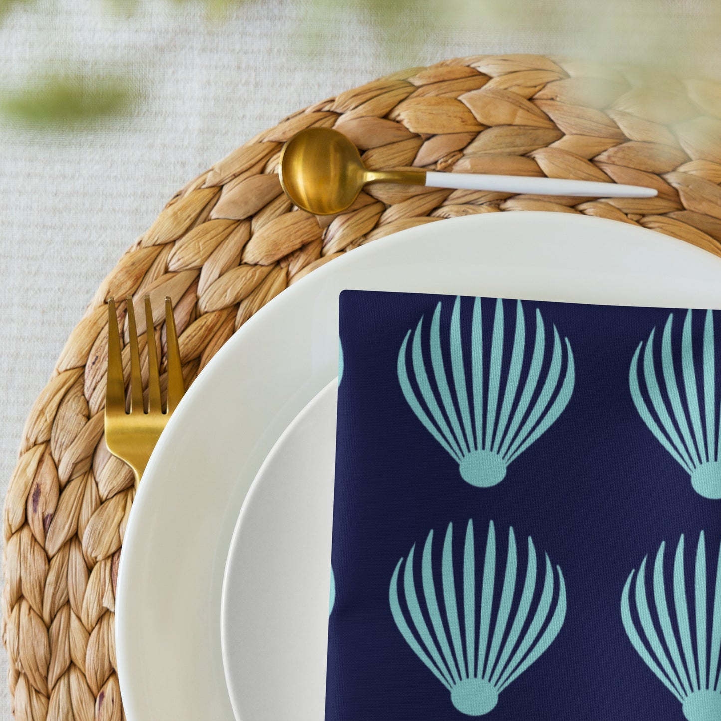 Cloth napkin set Kukloso Scallop Shell No 1 Aqua - Free Shipping