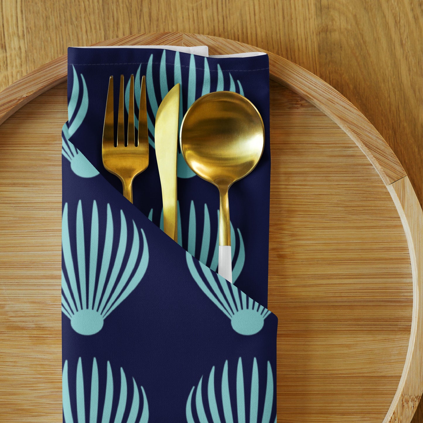 Cloth napkin set Kukloso Scallop Shell No 1 Aqua - Free Shipping