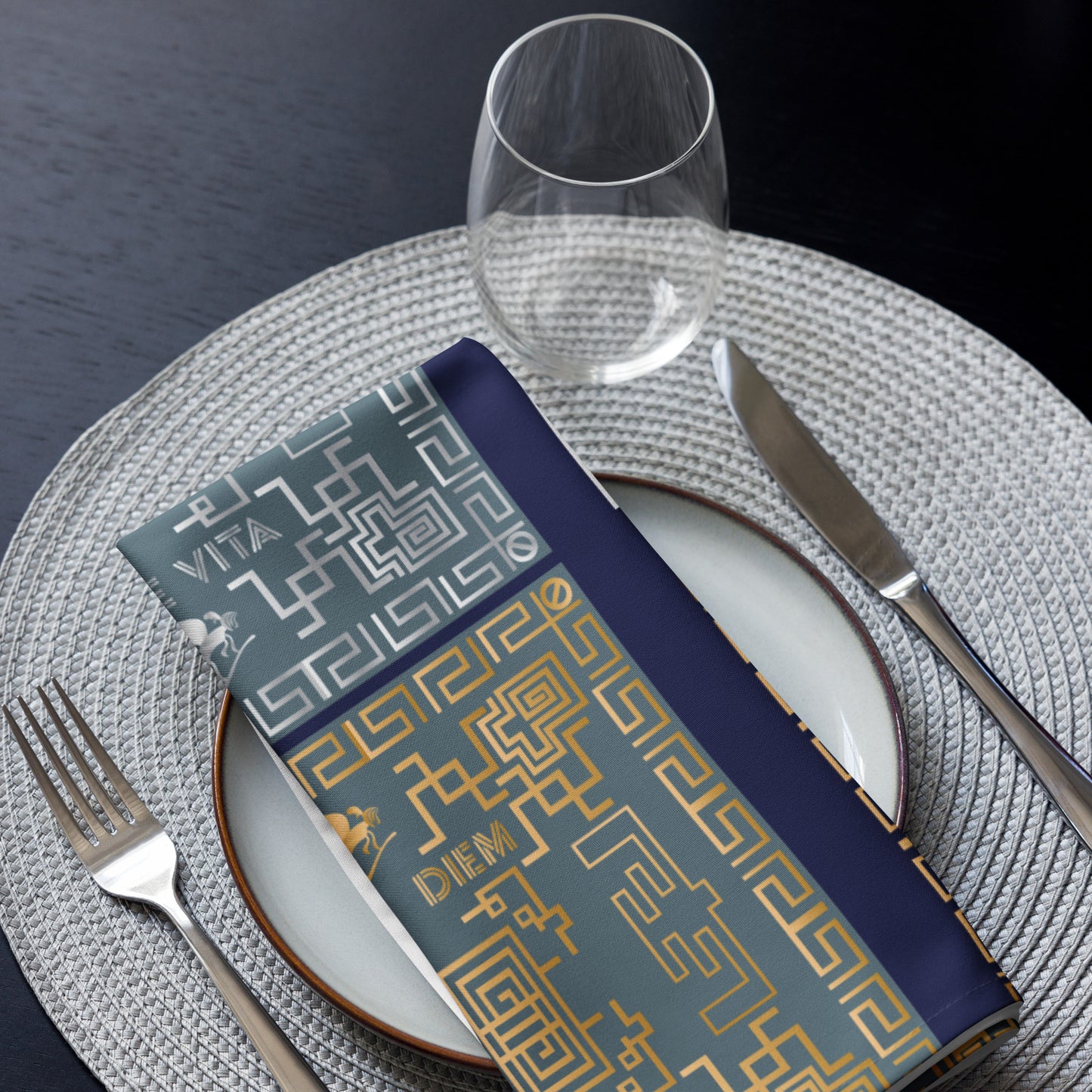 Cloth napkin set Kukloso Greek BorderNo 50 - Free Shipping