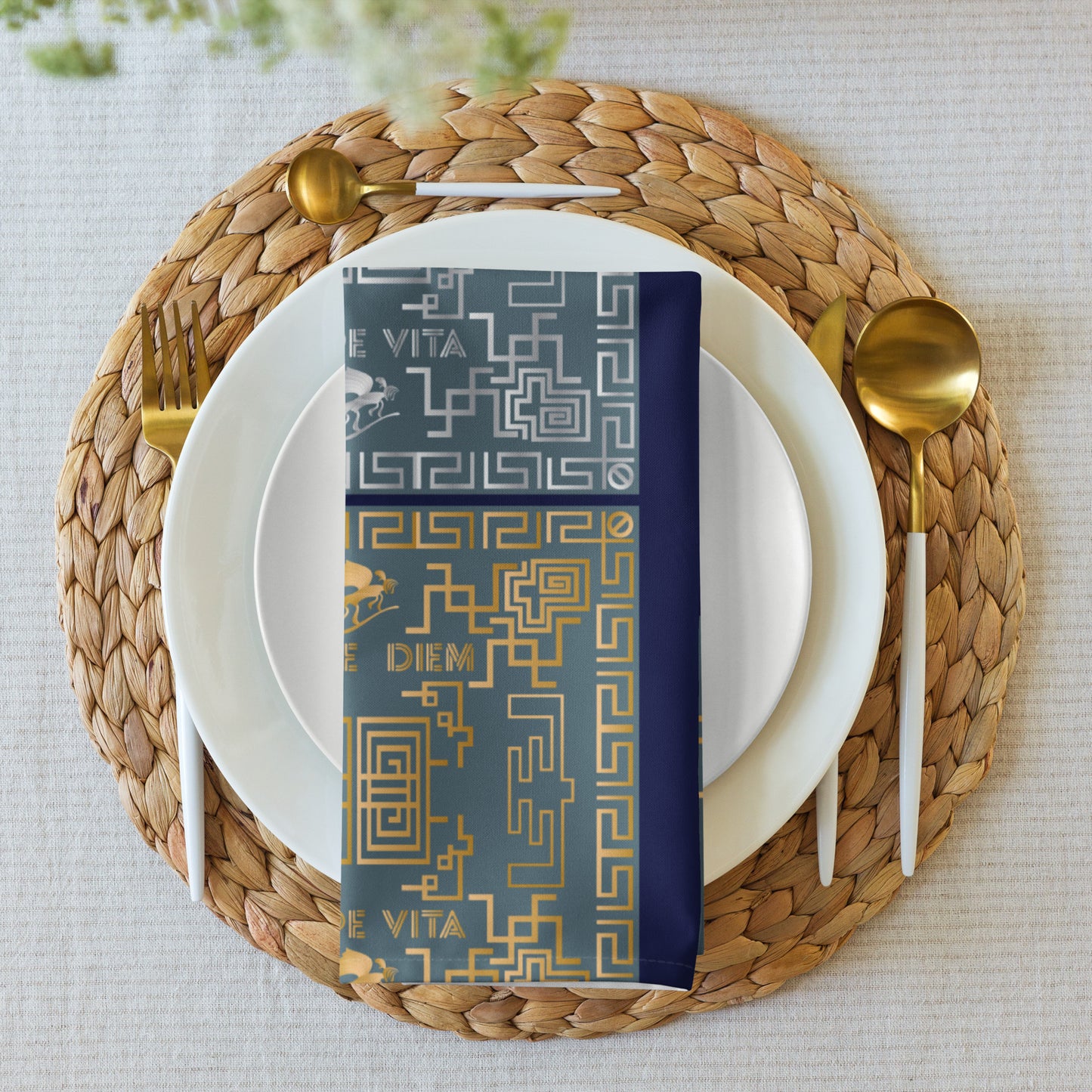 Cloth napkin set Kukloso Greek BorderNo 50 - Free Shipping