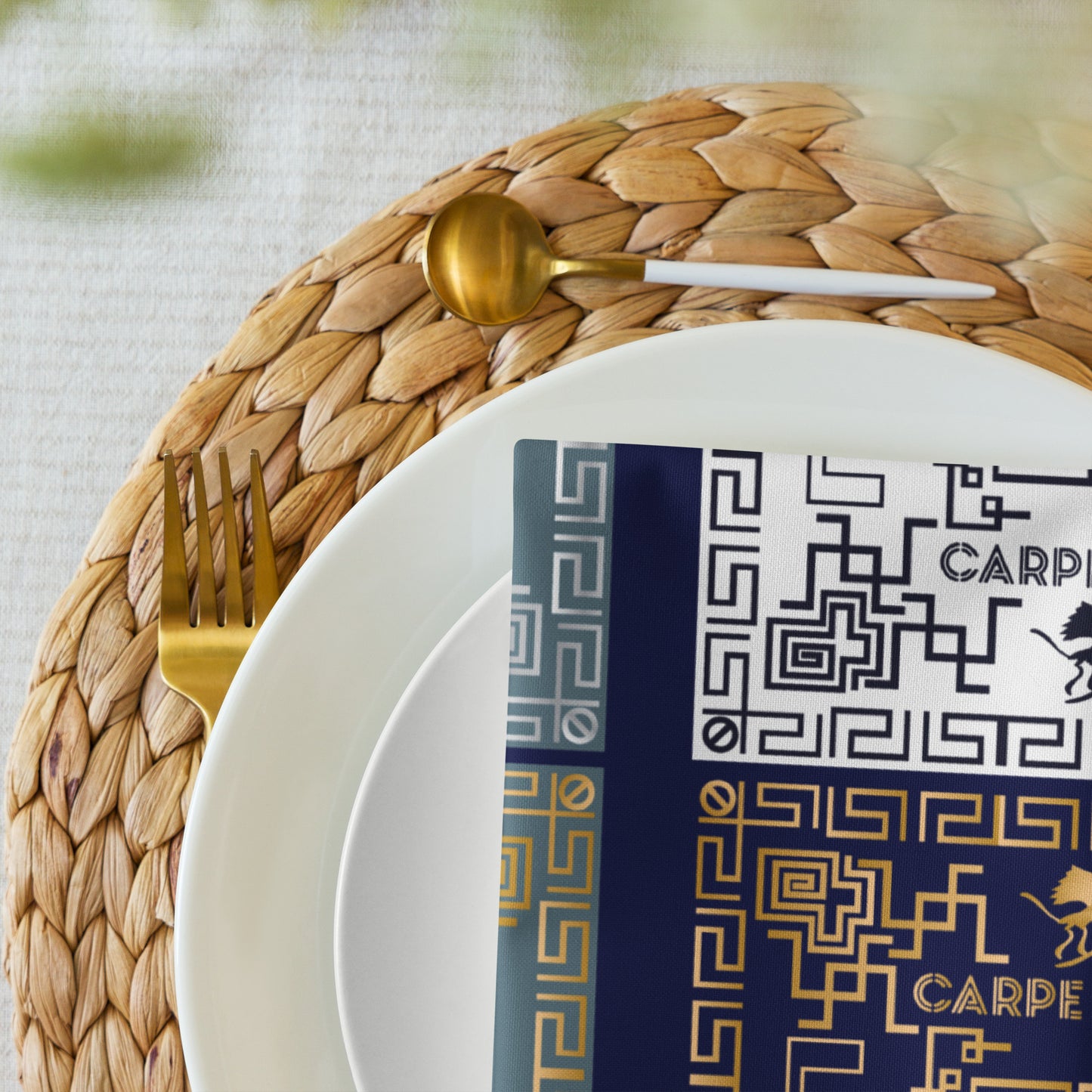 Cloth napkin set Kukloso Greek BorderNo 50 - Free Shipping