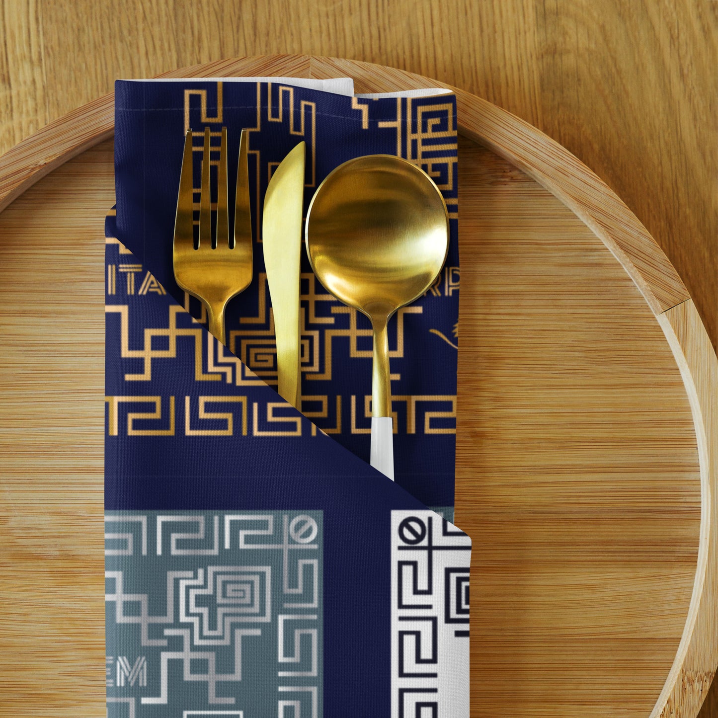 Cloth napkin set Kukloso Greek BorderNo 50 - Free Shipping